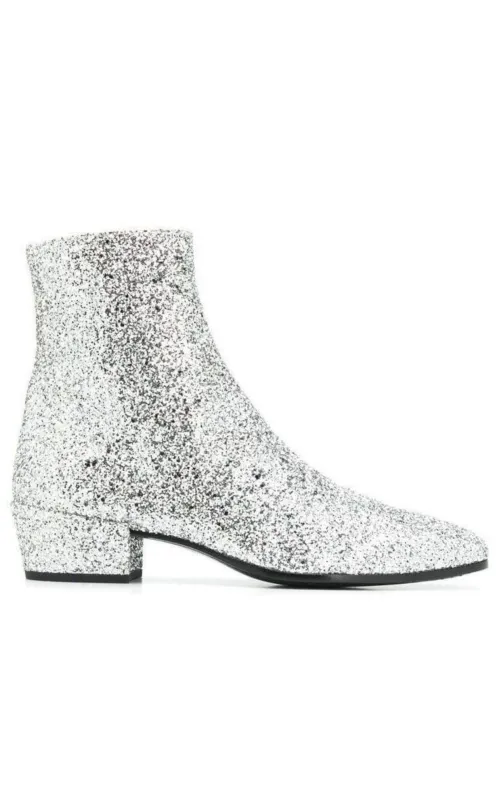 SIlver Glittler Ankle Boots sold by Runaway Catalog