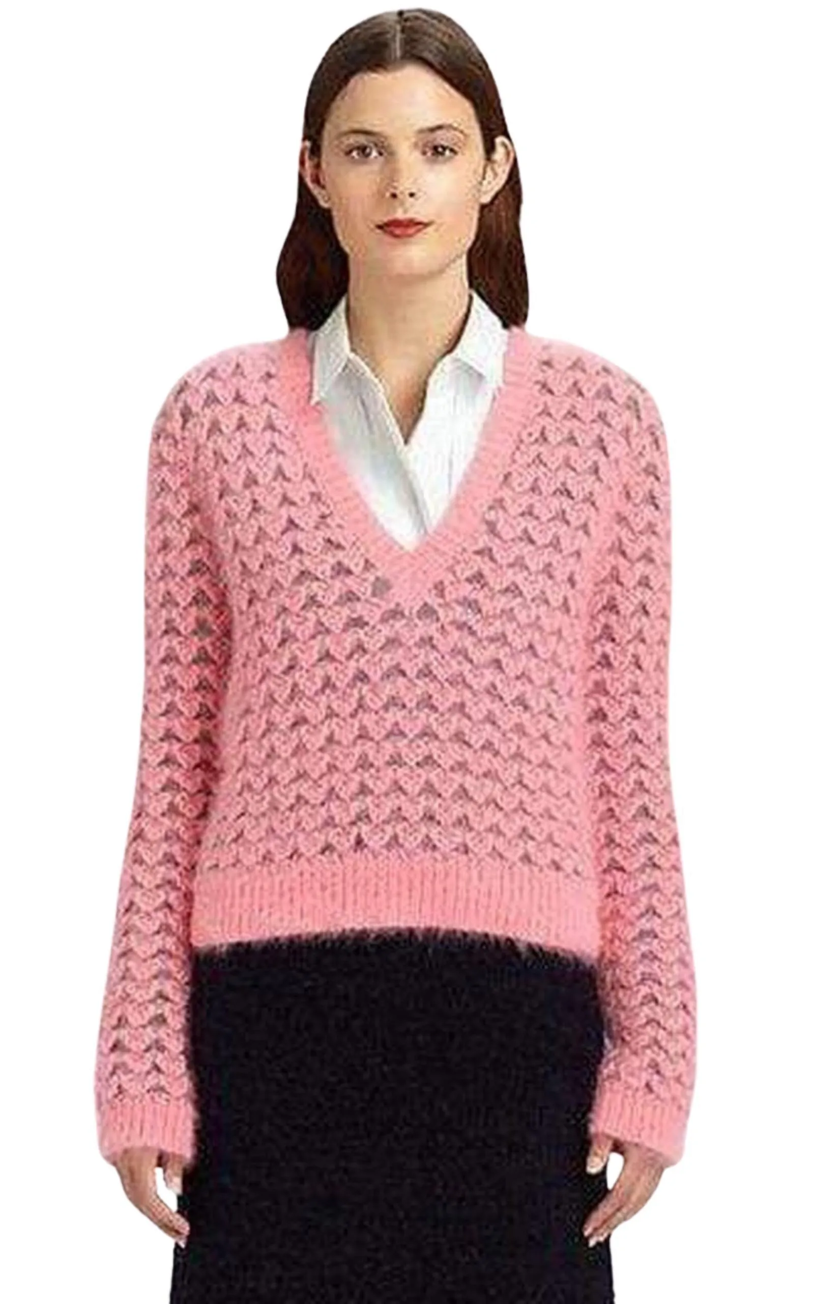 Chunky Pink Angora V Neck Jumper sold by Runaway Catalog product image thumbnail 4