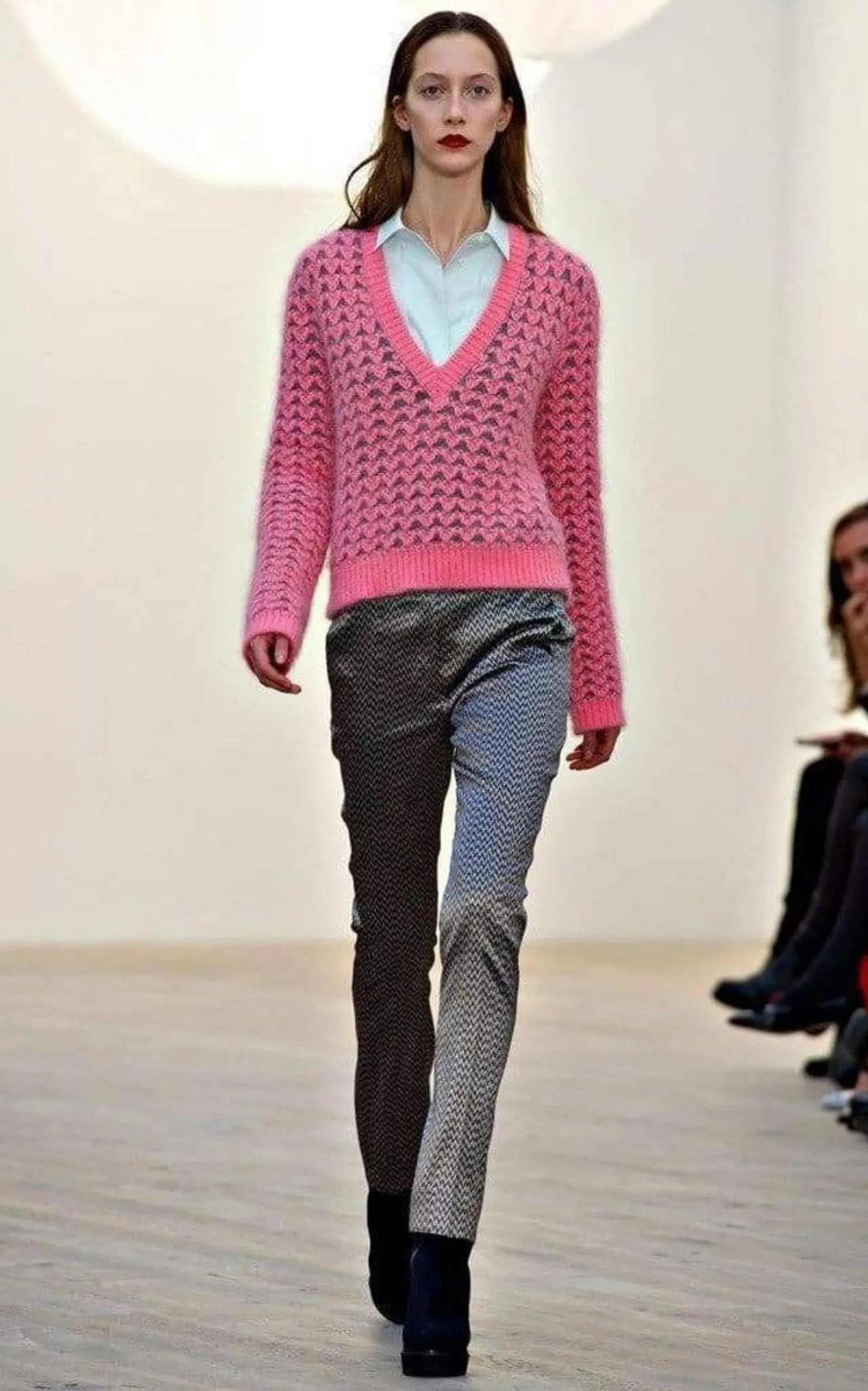 Chunky Pink Angora V Neck Jumper sold by Runaway Catalog product image thumbnail 2