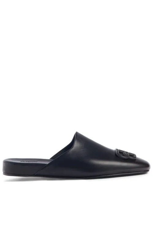 Black BB Logo Leather Slipper Shoes sold by Runaway Catalog