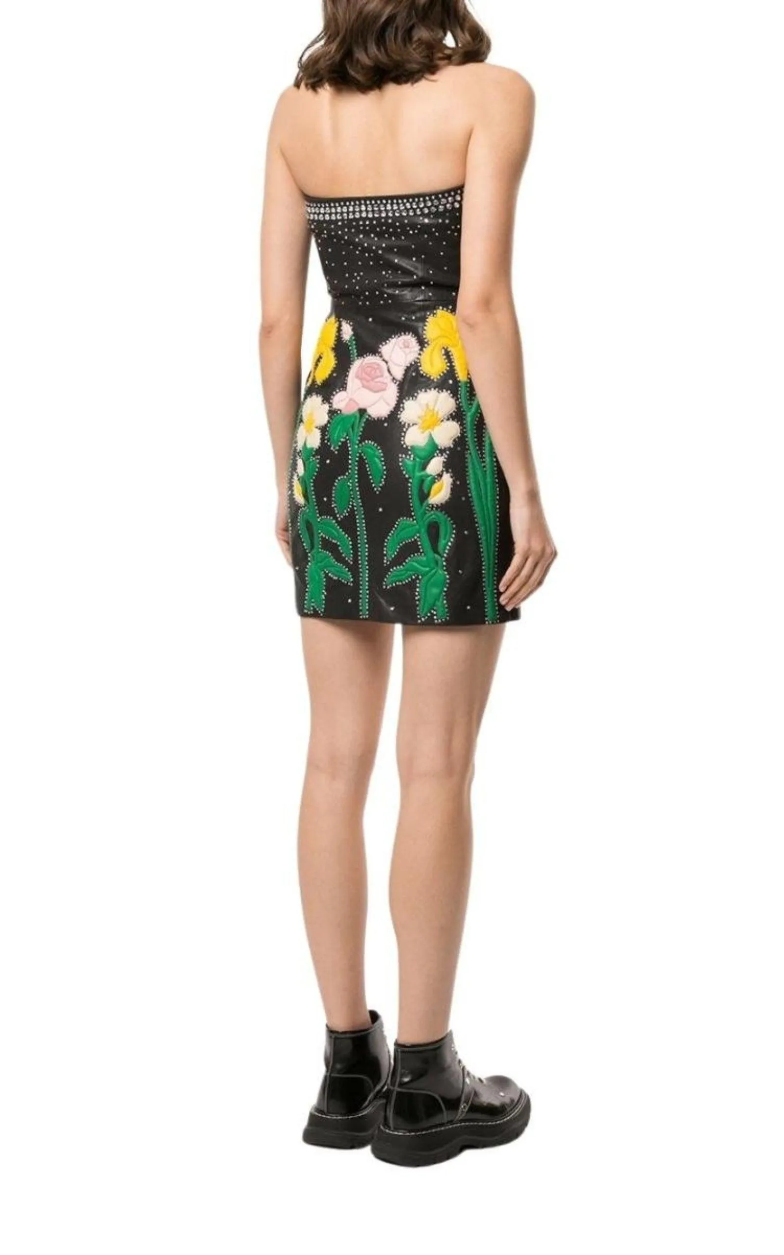 Leather Flower Intarsia Strapless Dress sold by Runaway Catalog product image thumbnail 5