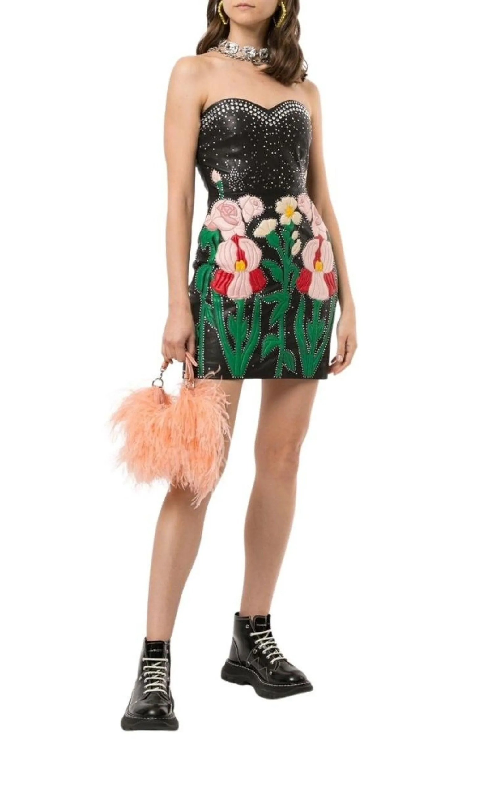 Leather Flower Intarsia Strapless Dress sold by Runaway Catalog product image thumbnail 2