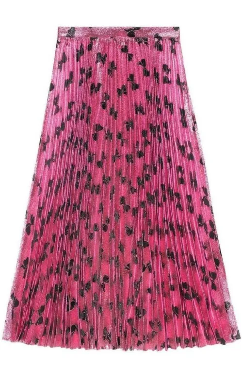 Iridescent Bow Lurex Pleated Skirt sold by Runaway Catalog