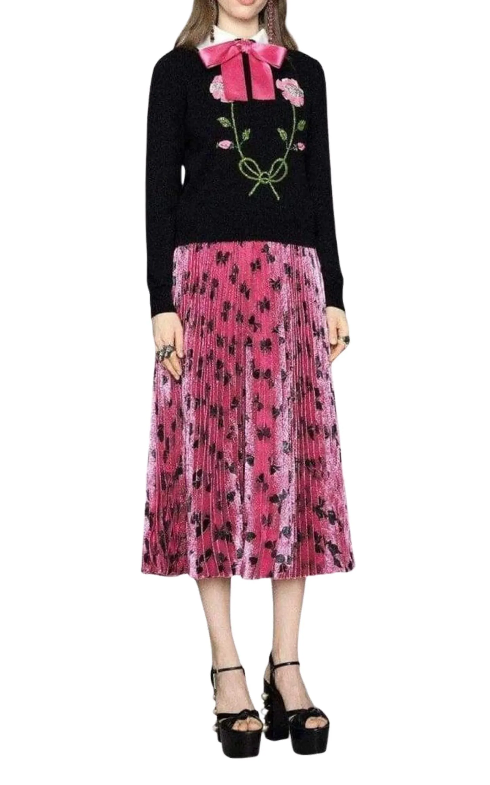 Iridescent Bow Lurex Pleated Skirt sold by Runaway Catalog product image thumbnail 2