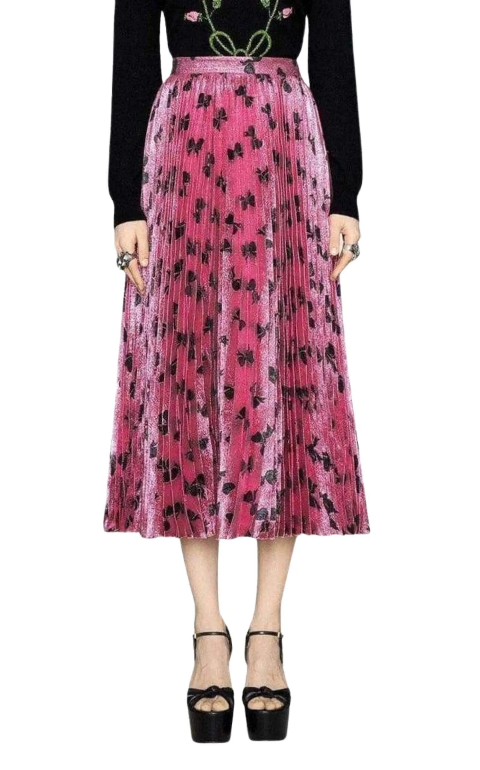 Iridescent Bow Lurex Pleated Skirt sold by Runaway Catalog product image thumbnail 3
