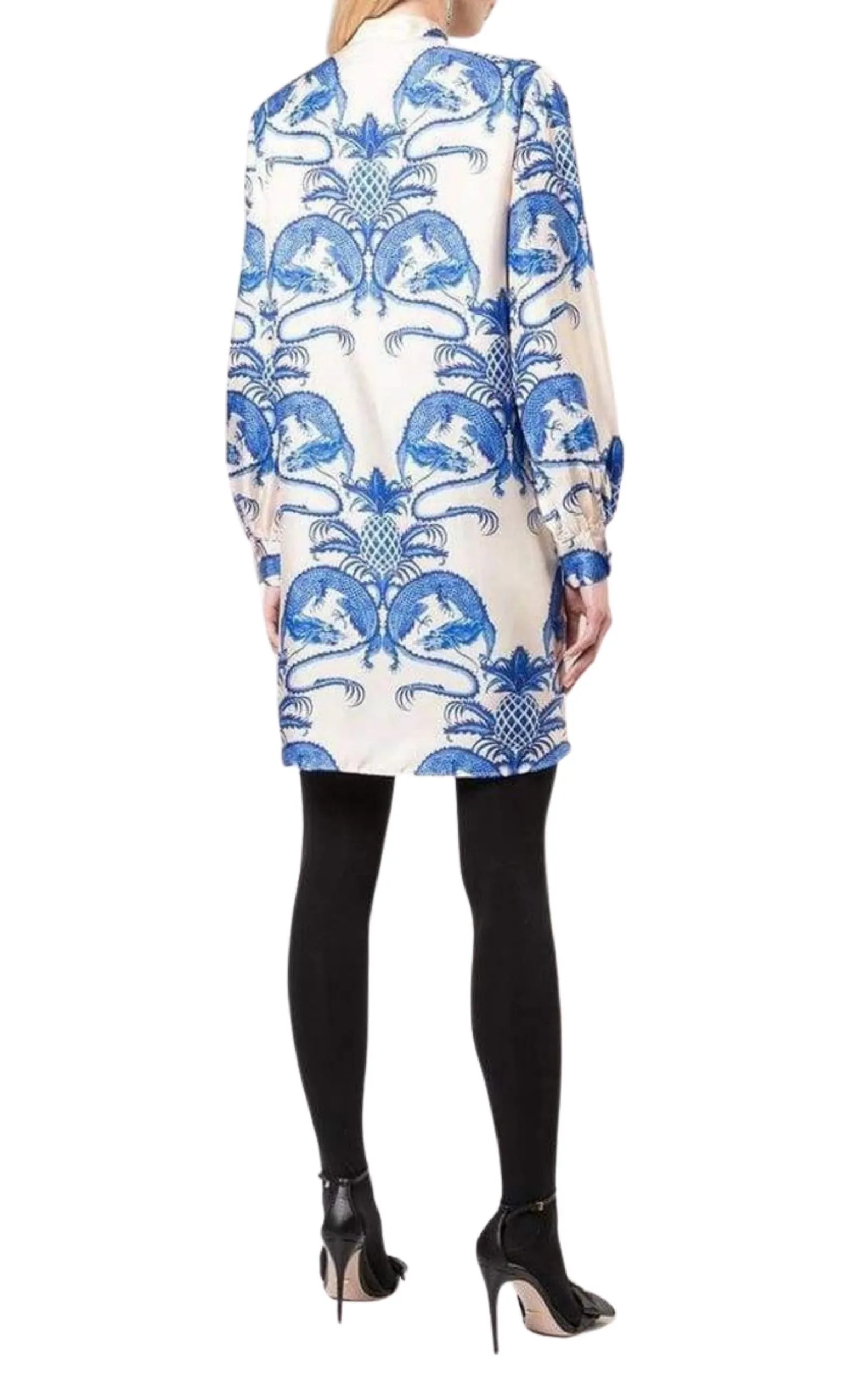 Silk Dragon Print Twill Ruffle Neck Dress sold by Runaway Catalog product image thumbnail 4