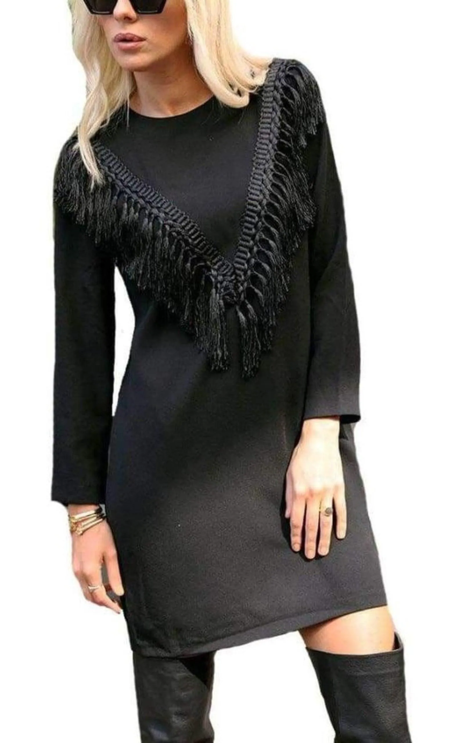 Black Bodycon Fringe Detail Dress sold by Runaway Catalog product image thumbnail 2