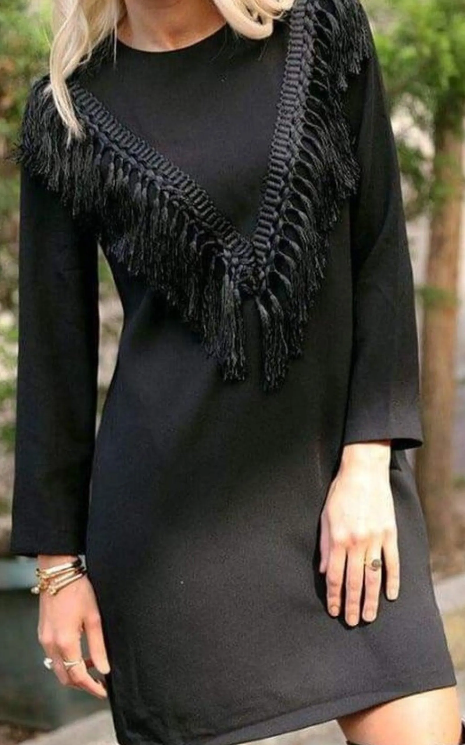 Black Bodycon Fringe Detail Dress sold by Runaway Catalog product image thumbnail 4