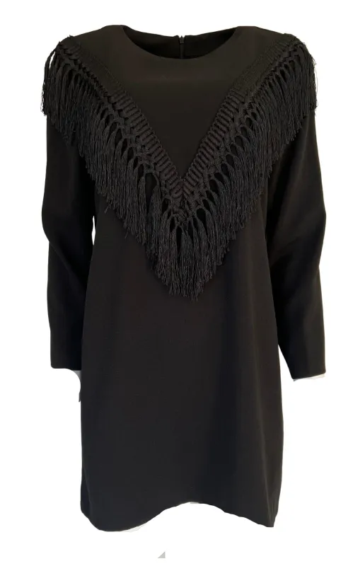 Black Bodycon Fringe Detail Dress sold by Runaway Catalog