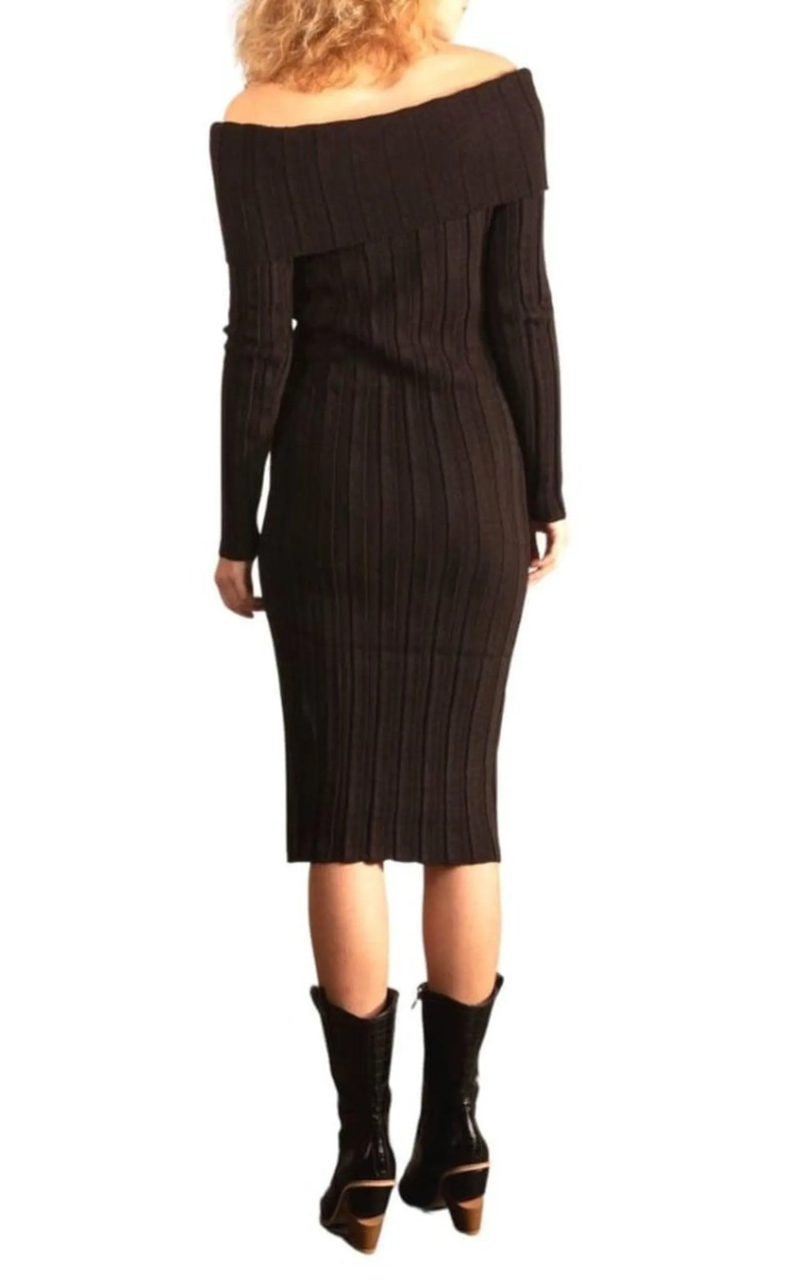 Black Bodycon off Shoulder Dress sold by Runaway Catalog product image thumbnail 4