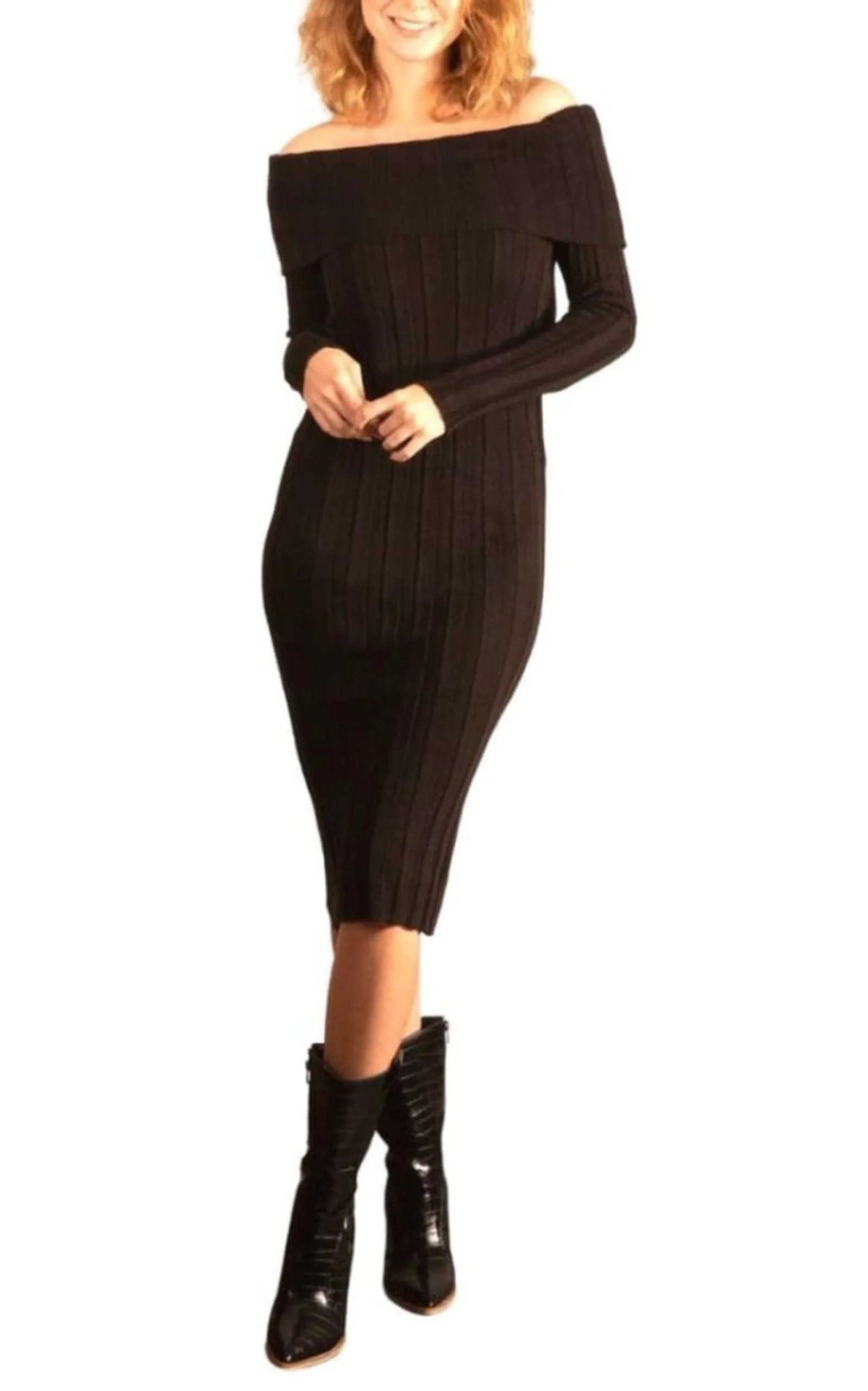 Black Bodycon off Shoulder Dress sold by Runaway Catalog product image thumbnail 2