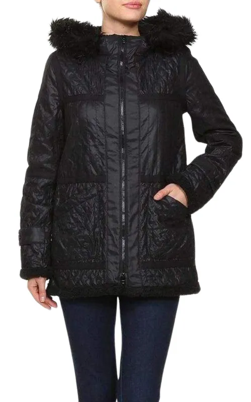 Black Genova Quilted Distressed Coat sold by Runaway Catalog