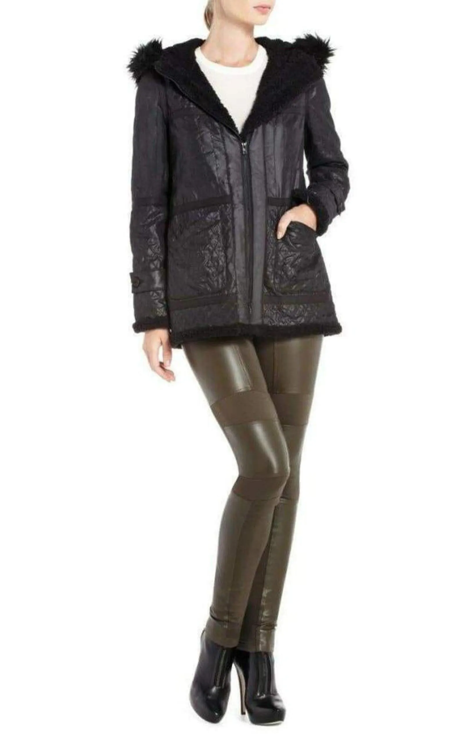 Black Genova Quilted Distressed Coat sold by Runaway Catalog product image thumbnail 2