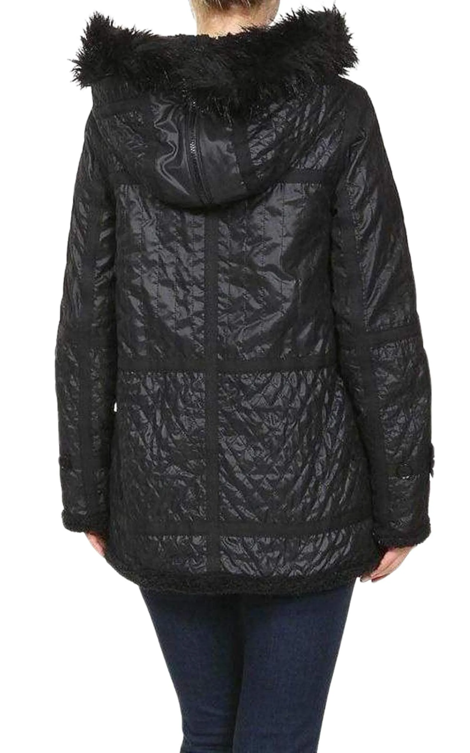 Black Genova Quilted Distressed Coat sold by Runaway Catalog product image thumbnail 4