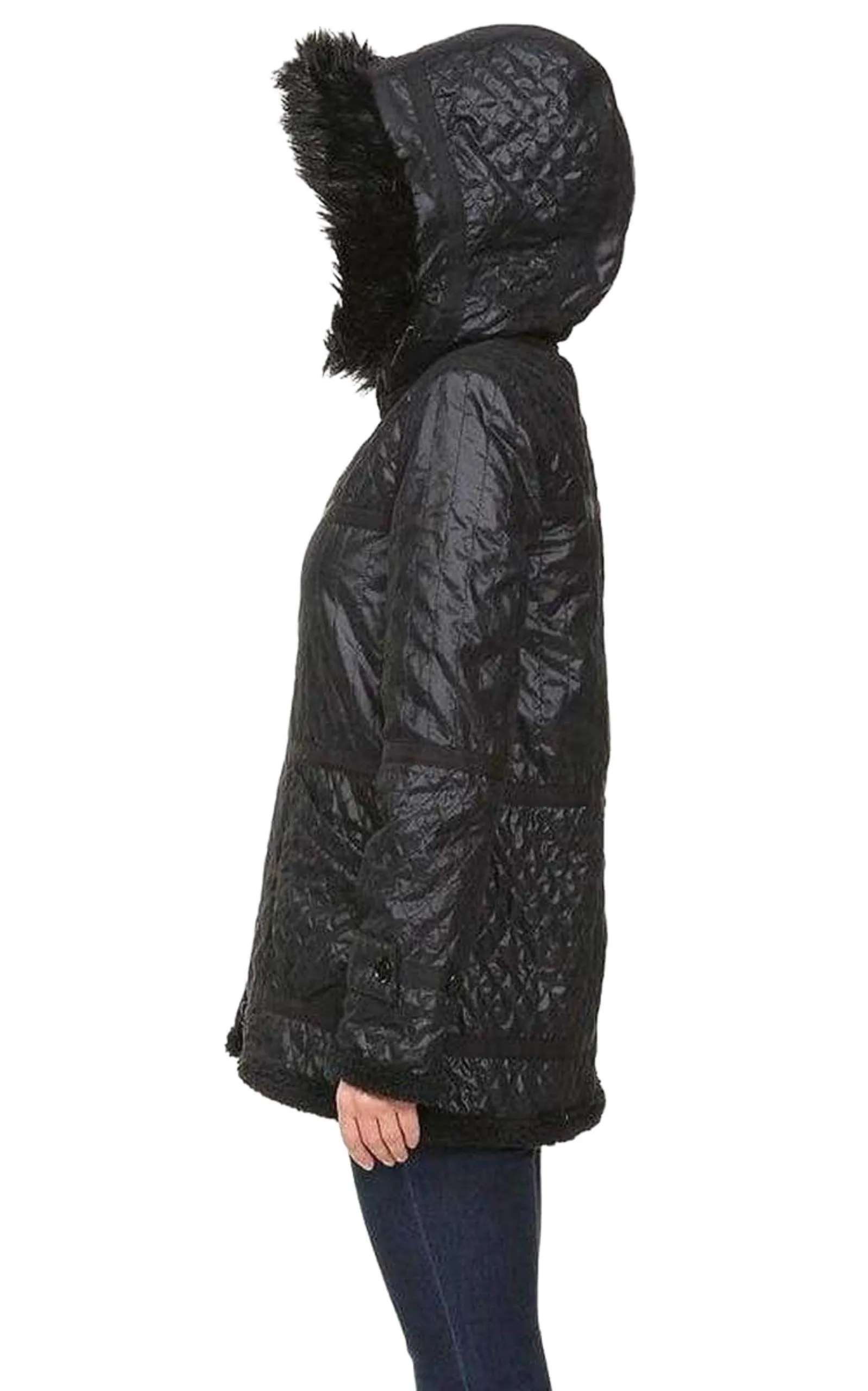 Black Genova Quilted Distressed Coat sold by Runaway Catalog product image thumbnail 3
