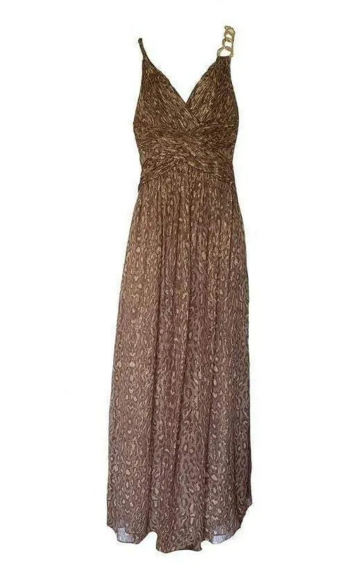 Gold Leopard Print Silk Gown Dress made by BCBGMaxAzria