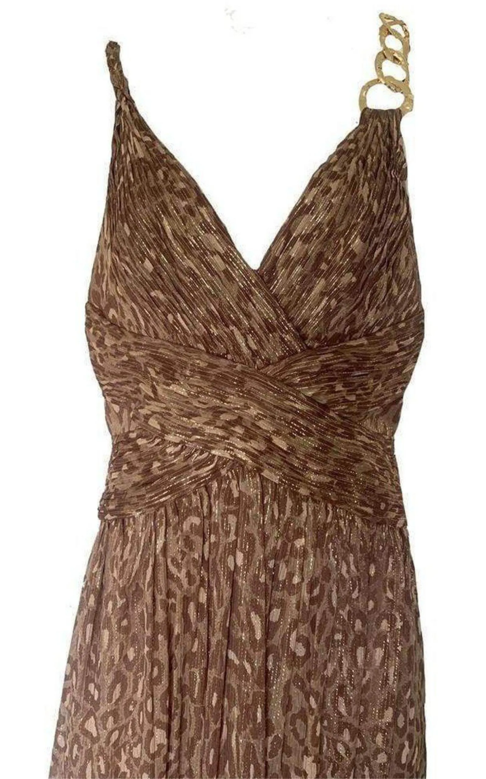 Gold Leopard Print Silk Gown Dress sold by Runaway Catalog product image thumbnail 3