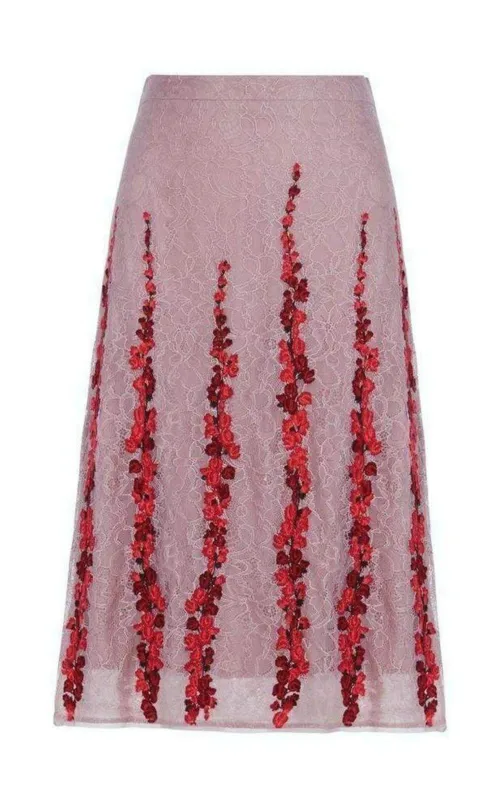 Floral Embroidered Midi Skirt made by BCBGMaxAzria