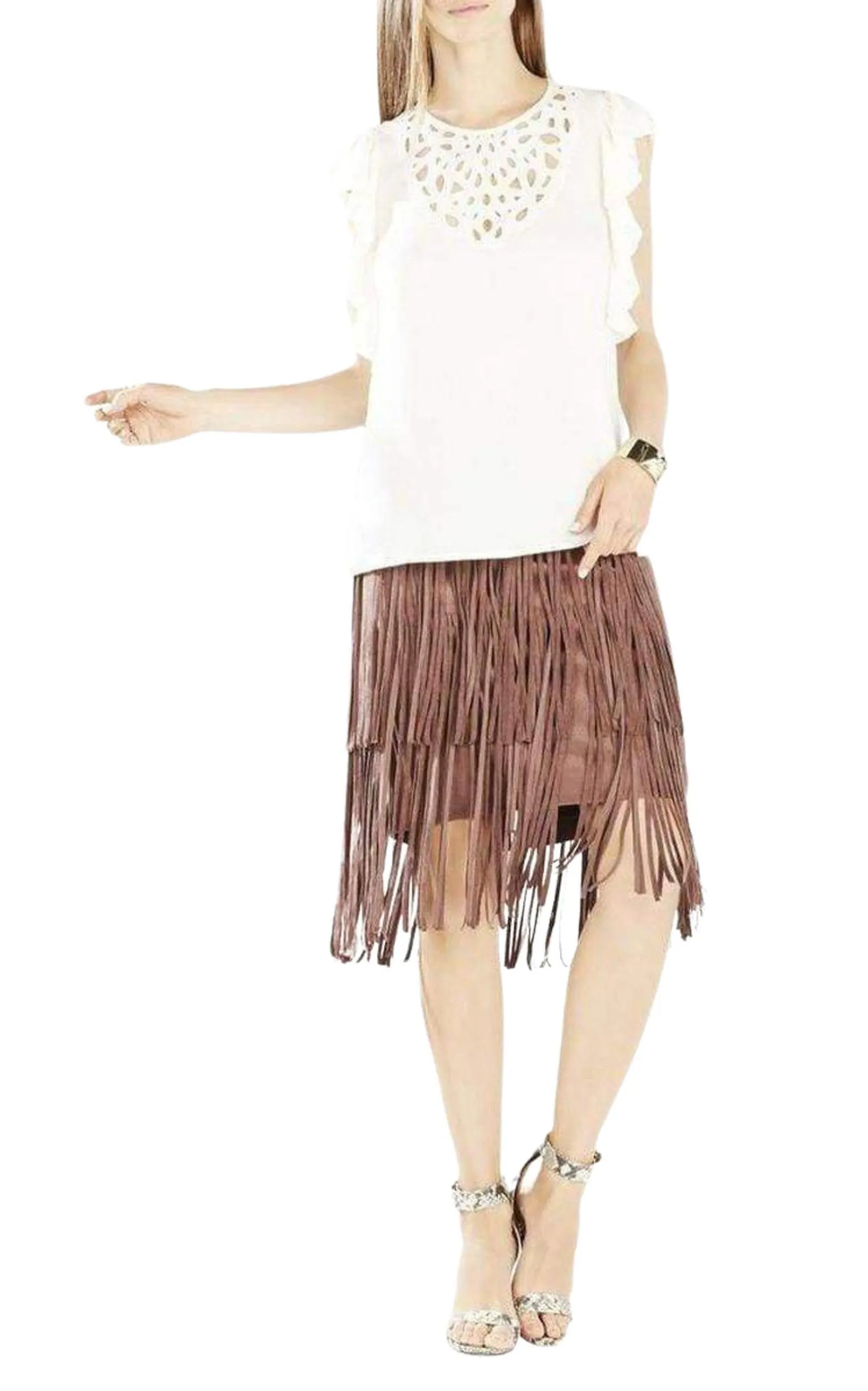 Haidee Flutter-Sleeve Cutout Embroidered Top sold by Runaway Catalog product image thumbnail 5