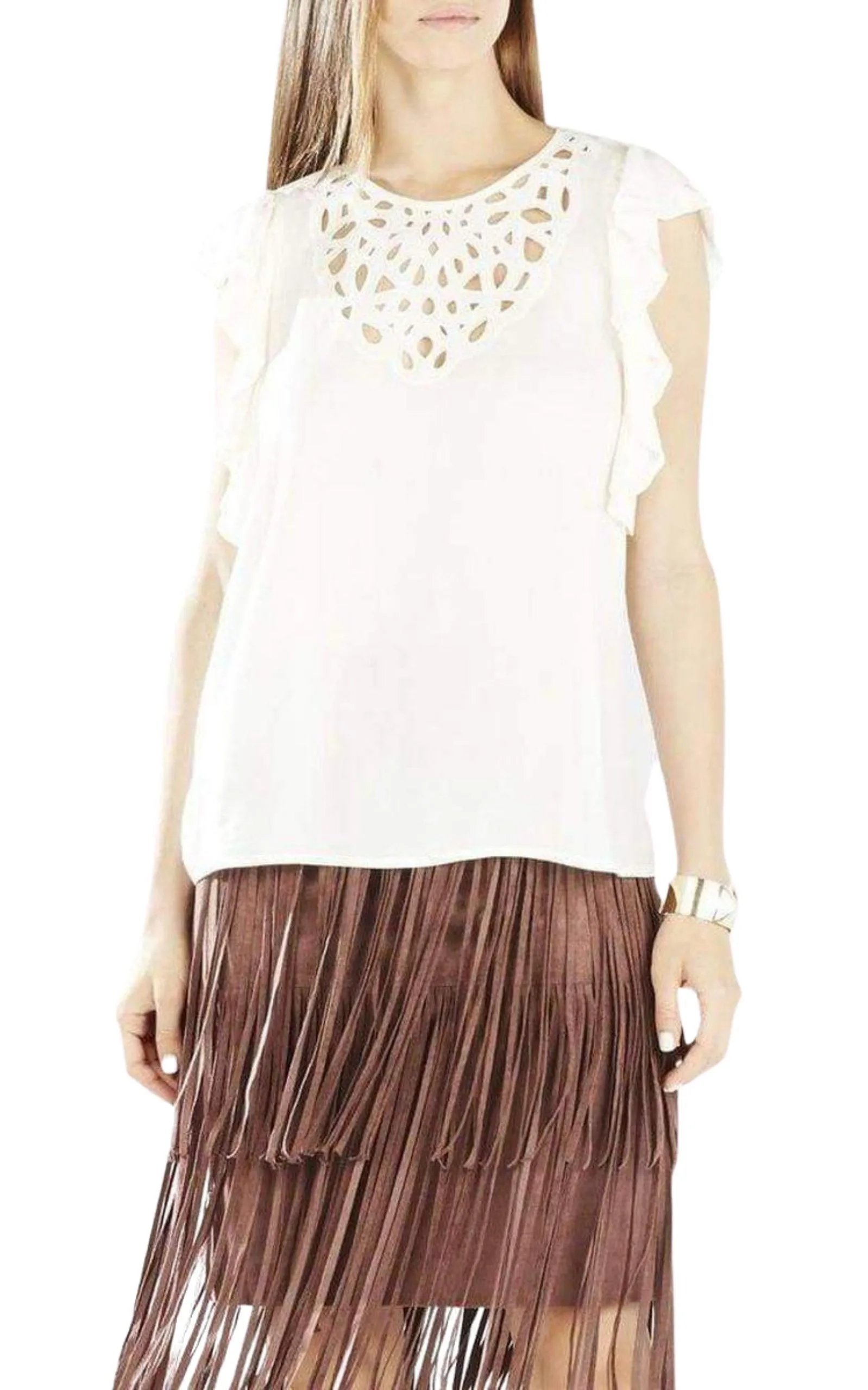 Haidee Flutter-Sleeve Cutout Embroidered Top sold by Runaway Catalog product image thumbnail 2