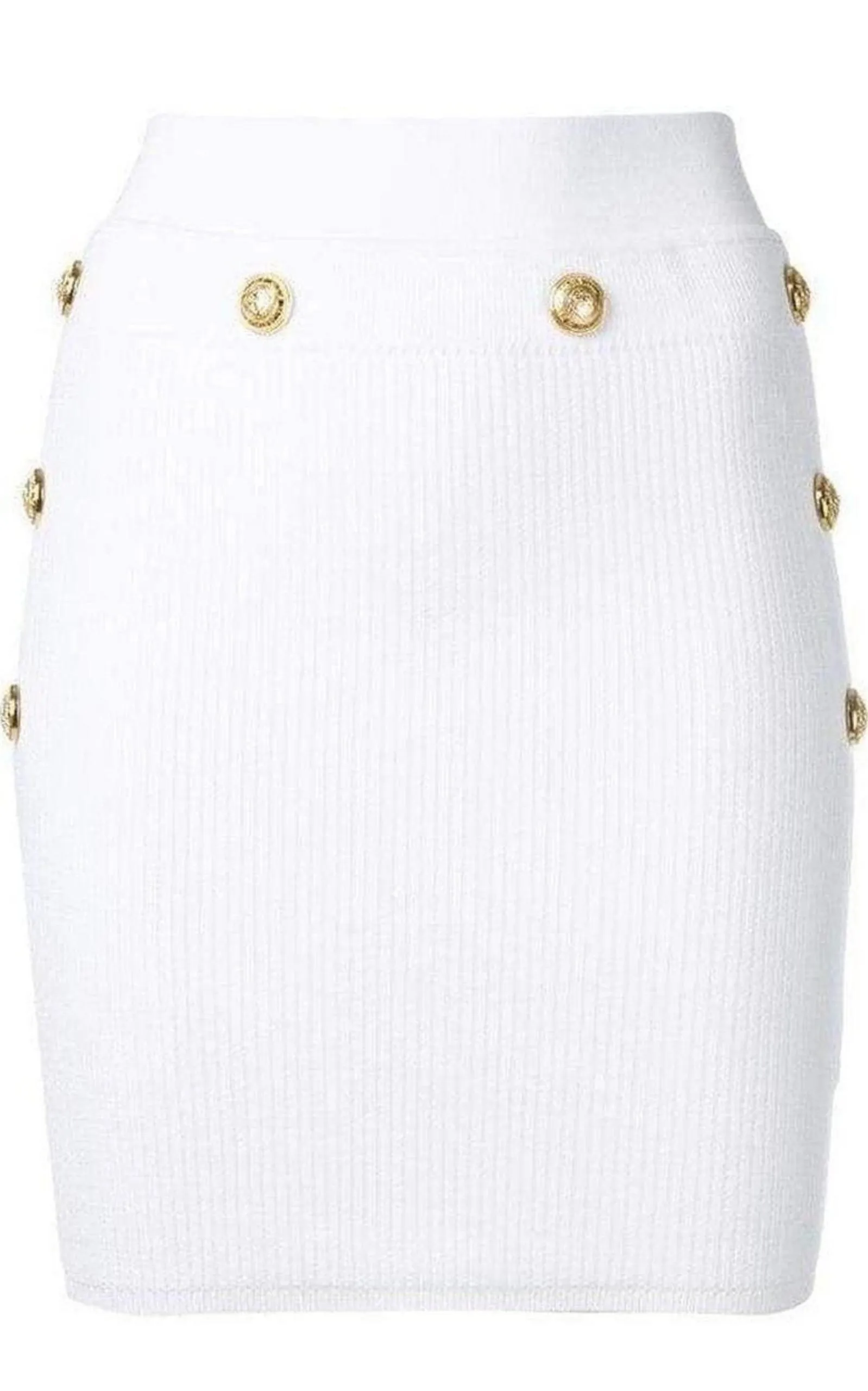 Button-Embellished Ribbed Stretch-knit Mini Skirt sold by Runaway Catalog