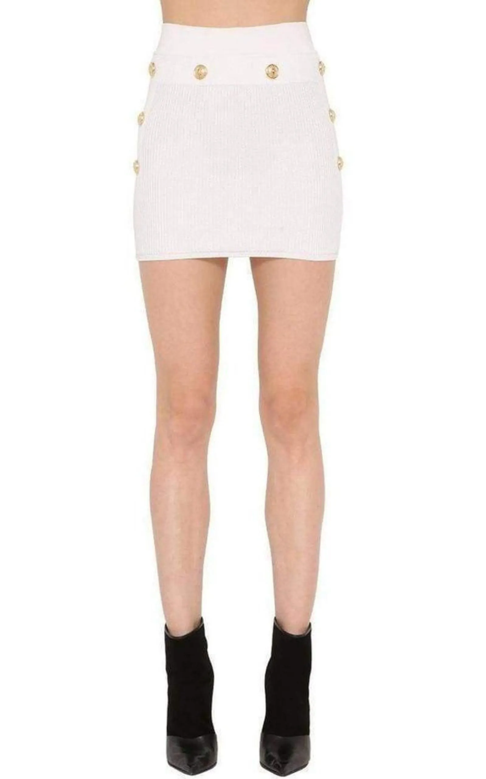 Button-Embellished Ribbed Stretch-knit Mini Skirt sold by Runaway Catalog product image thumbnail 2