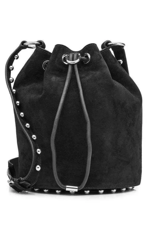 Black Suede Alpha Bucket Bag sold by Runaway Catalog