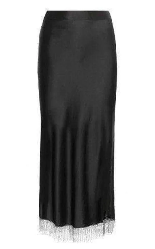 Black Silk Metal Fringe Skirt made by Alexander Wang