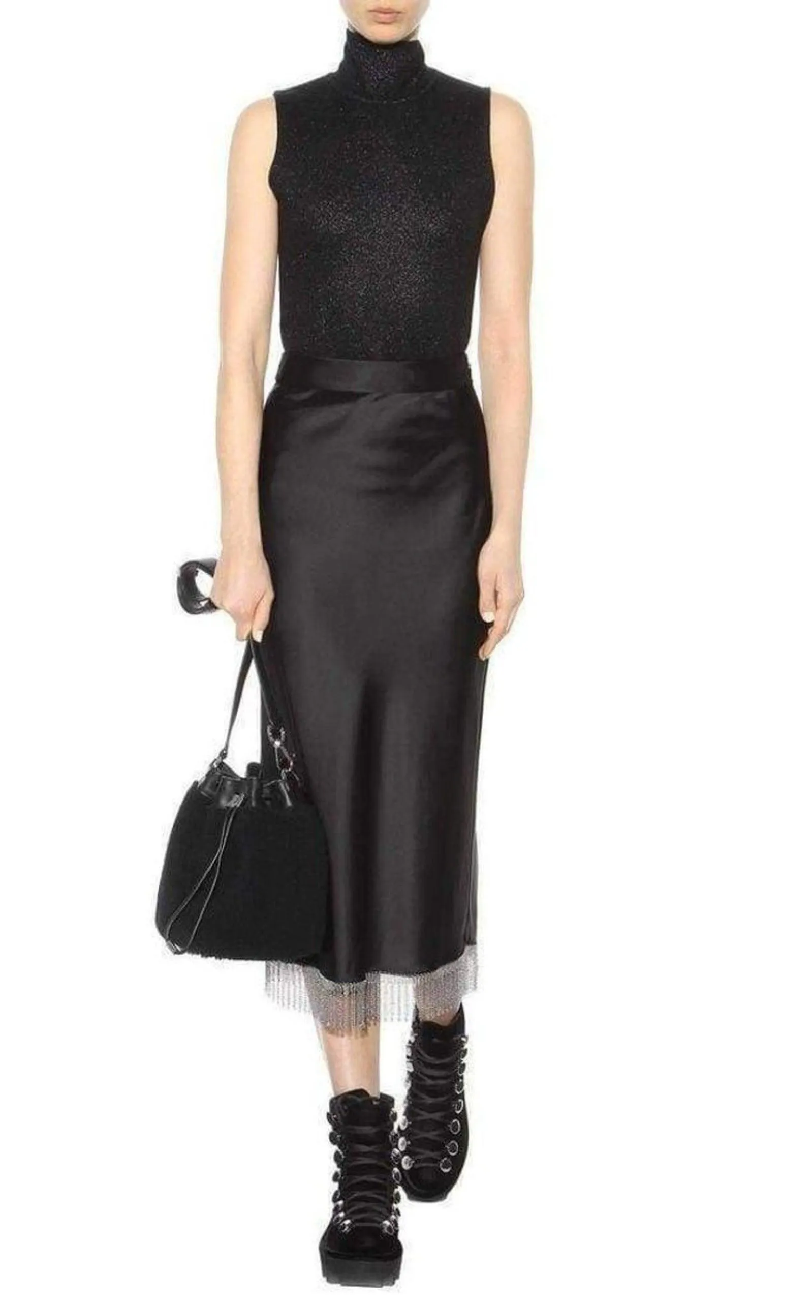 Black Silk Metal Fringe Skirt sold by Runaway Catalog product image thumbnail 2
