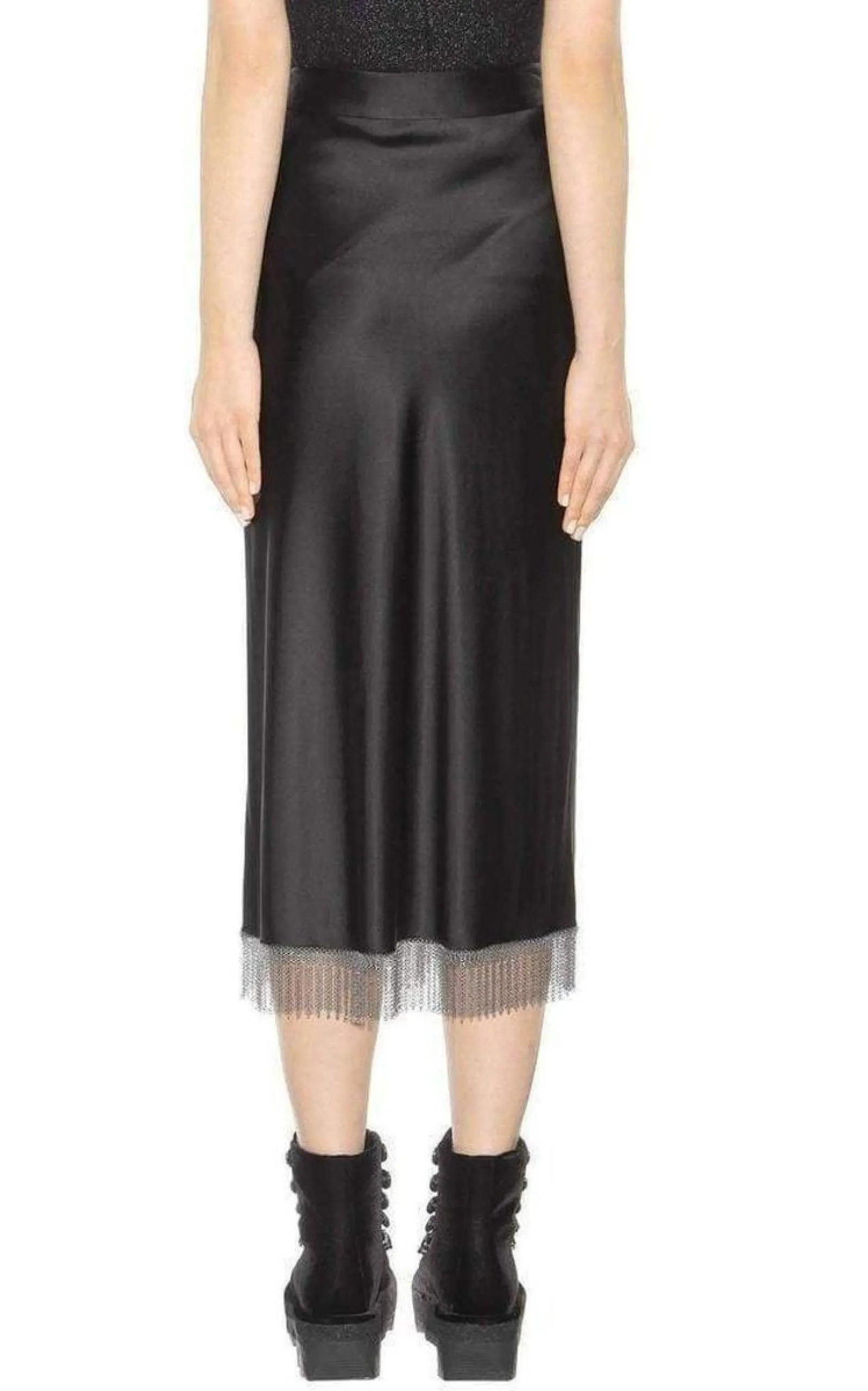 Black Silk Metal Fringe Skirt sold by Runaway Catalog product image thumbnail 3