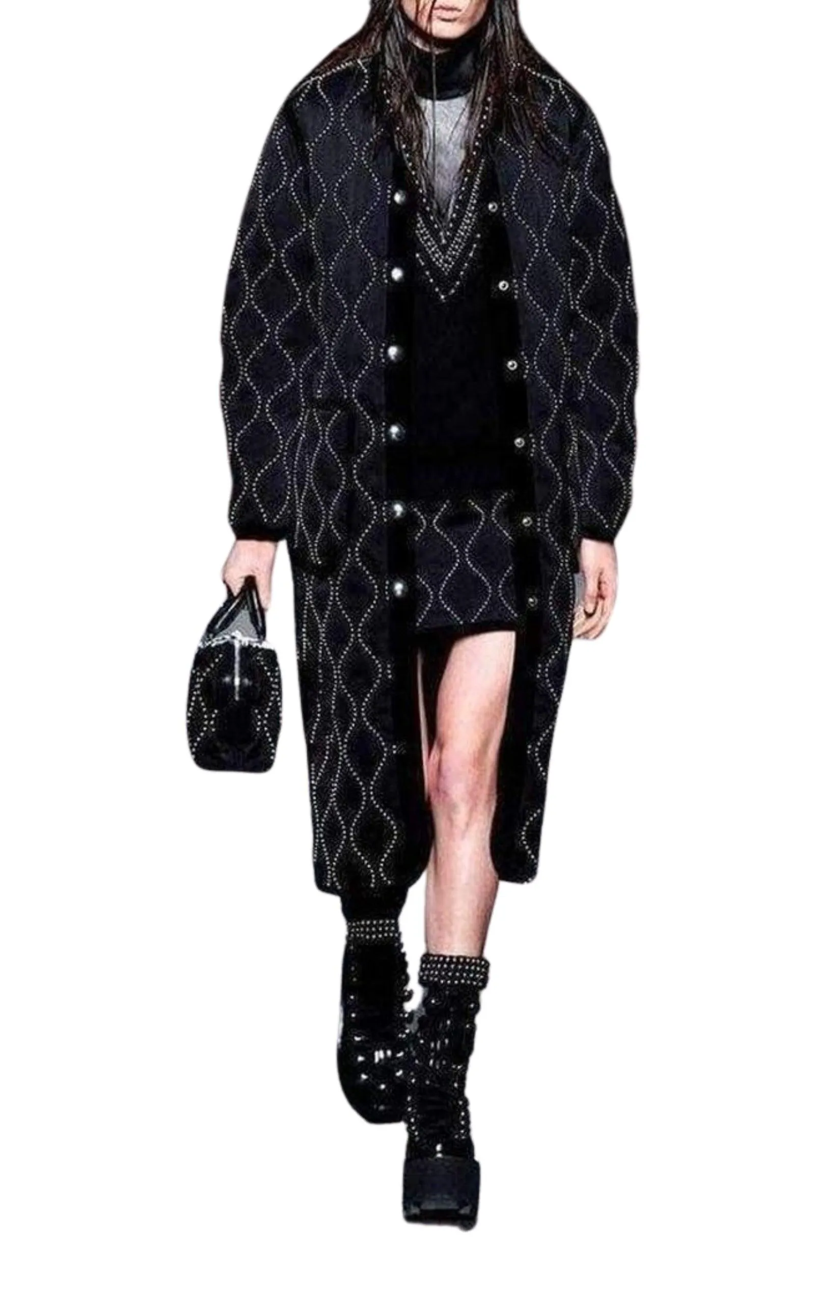 Studded Embellished Black Satin Skirt sold by Runaway Catalog product image thumbnail 2