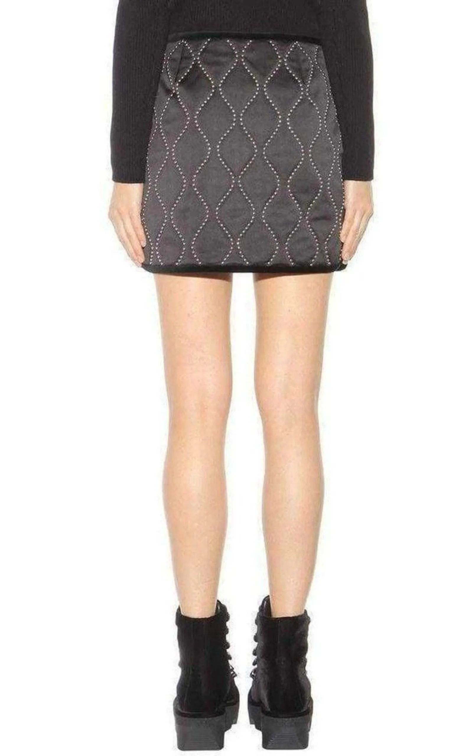 Studded Embellished Black Satin Skirt sold by Runaway Catalog product image thumbnail 3