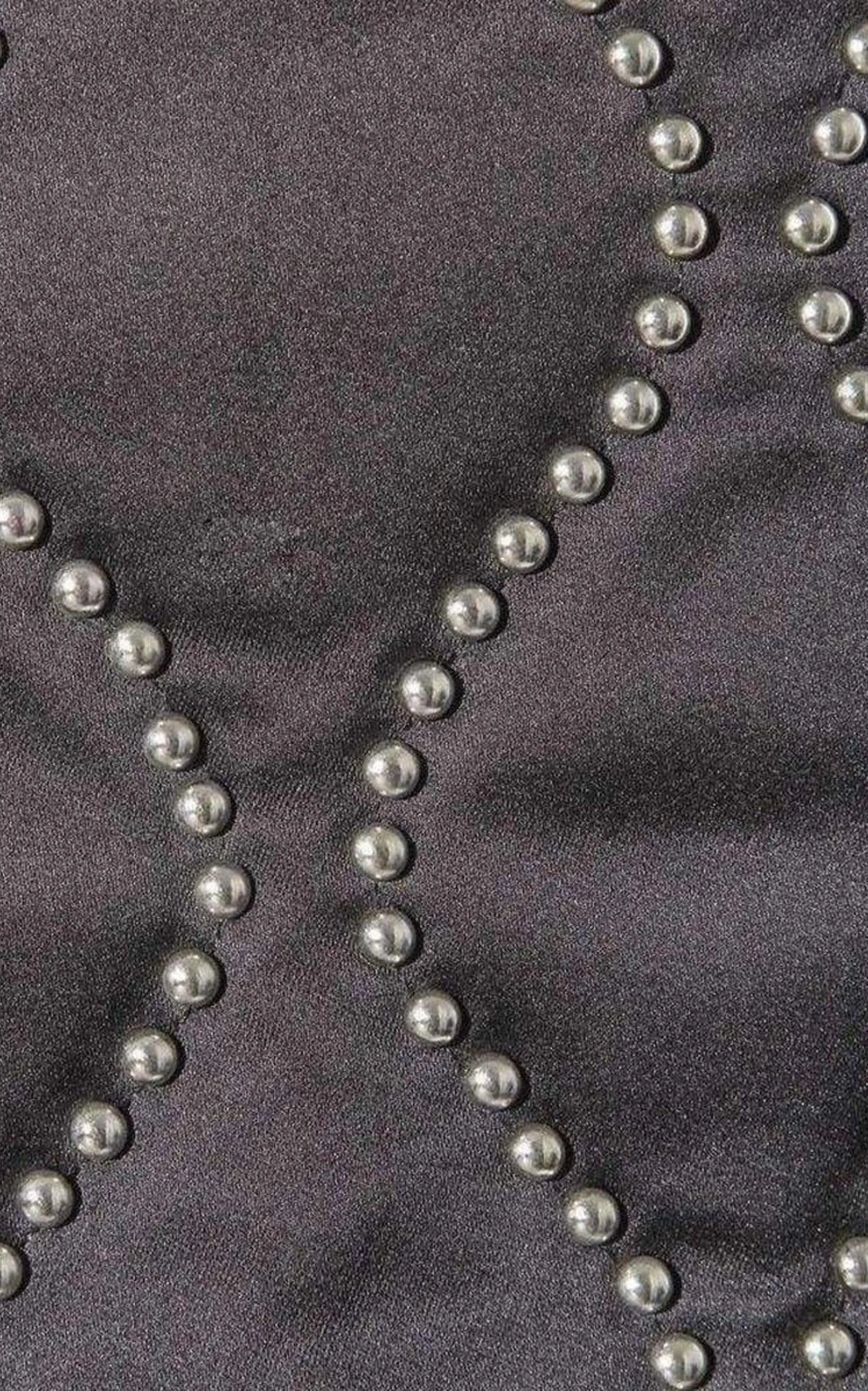 Studded Embellished Black Satin Skirt sold by Runaway Catalog product image thumbnail 4