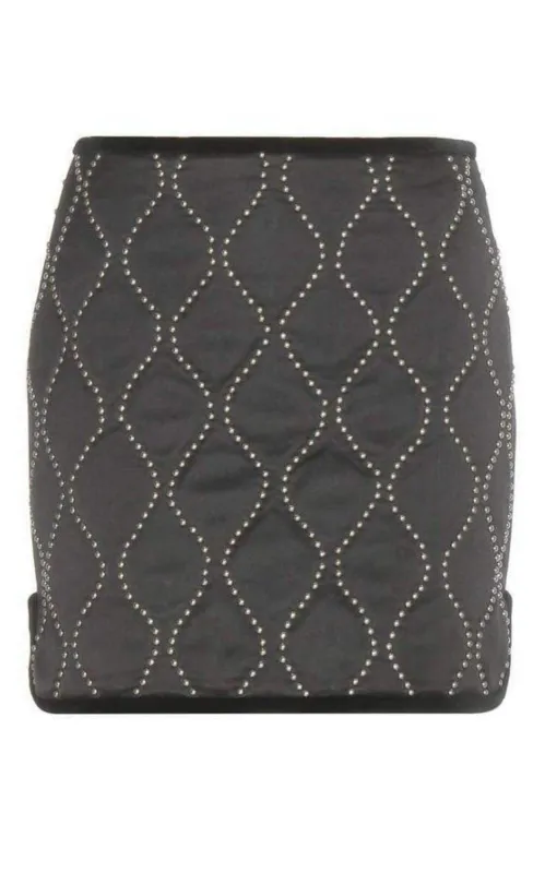 Studded Embellished Black Satin Skirt made by Alexander Wang