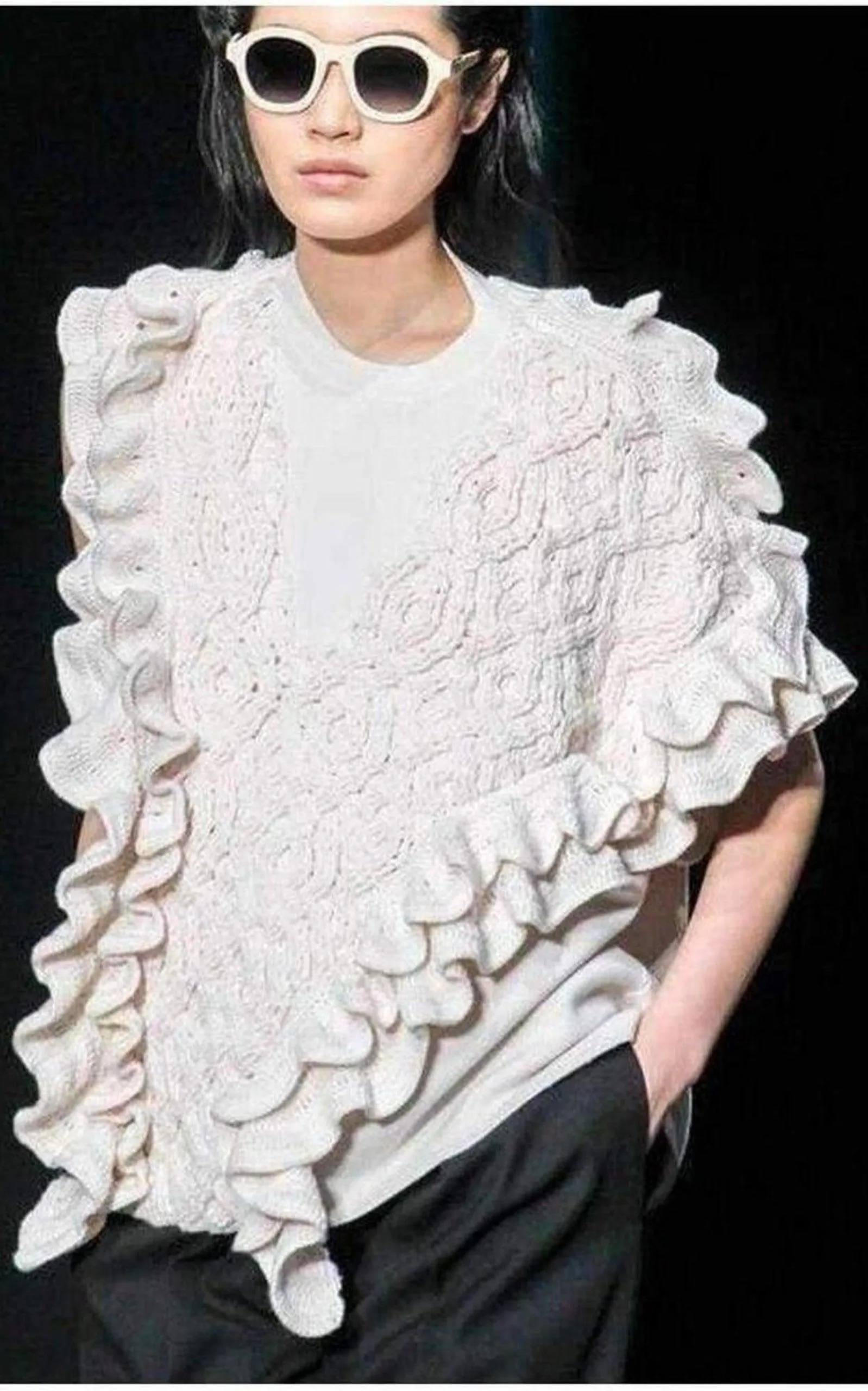 Wool Crochet Ruffle Sleeveless Knit Sweater Vest sold by Runaway Catalog product image thumbnail 5