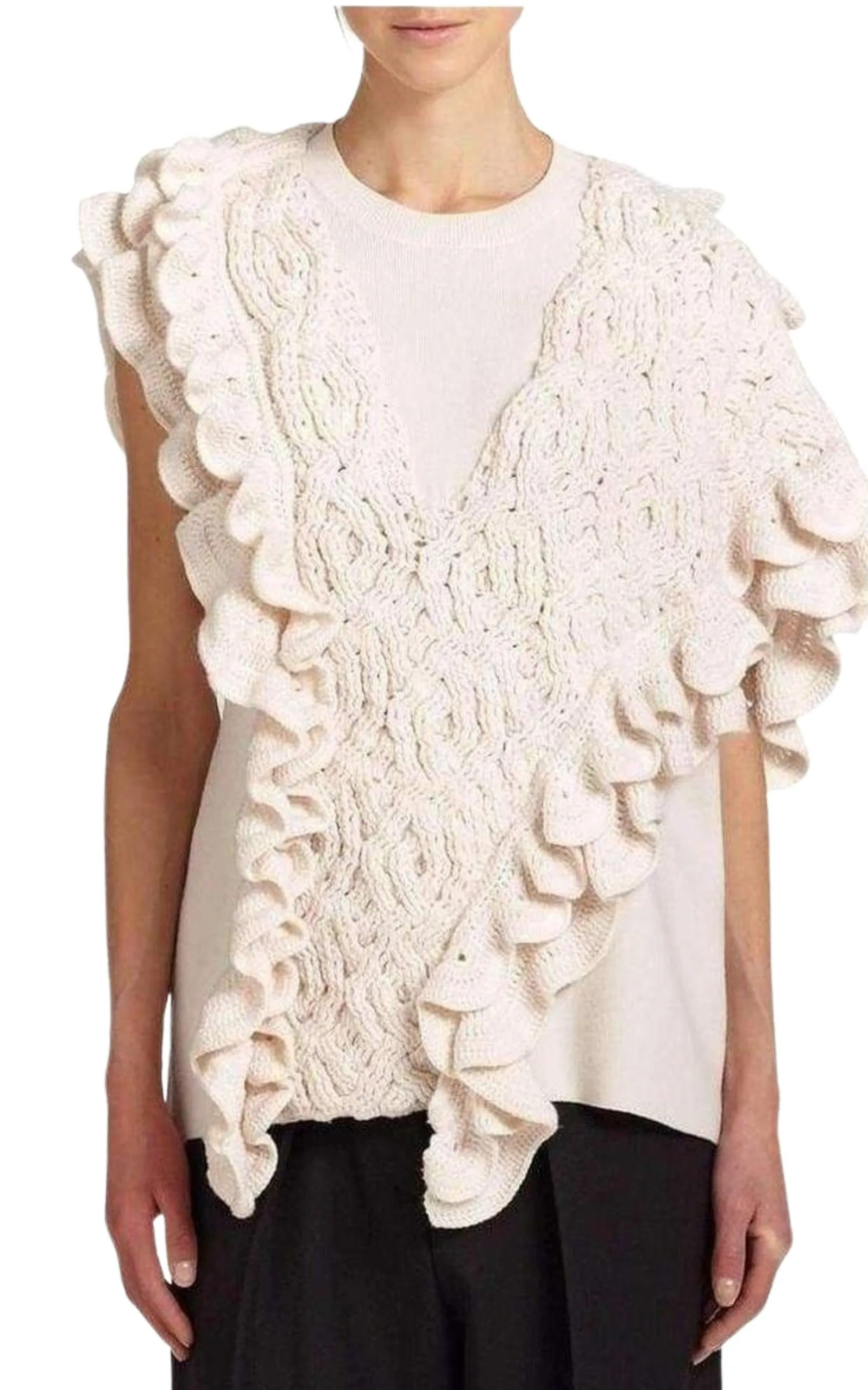 Wool Crochet Ruffle Sleeveless Knit Sweater Vest sold by Runaway Catalog product image thumbnail 2