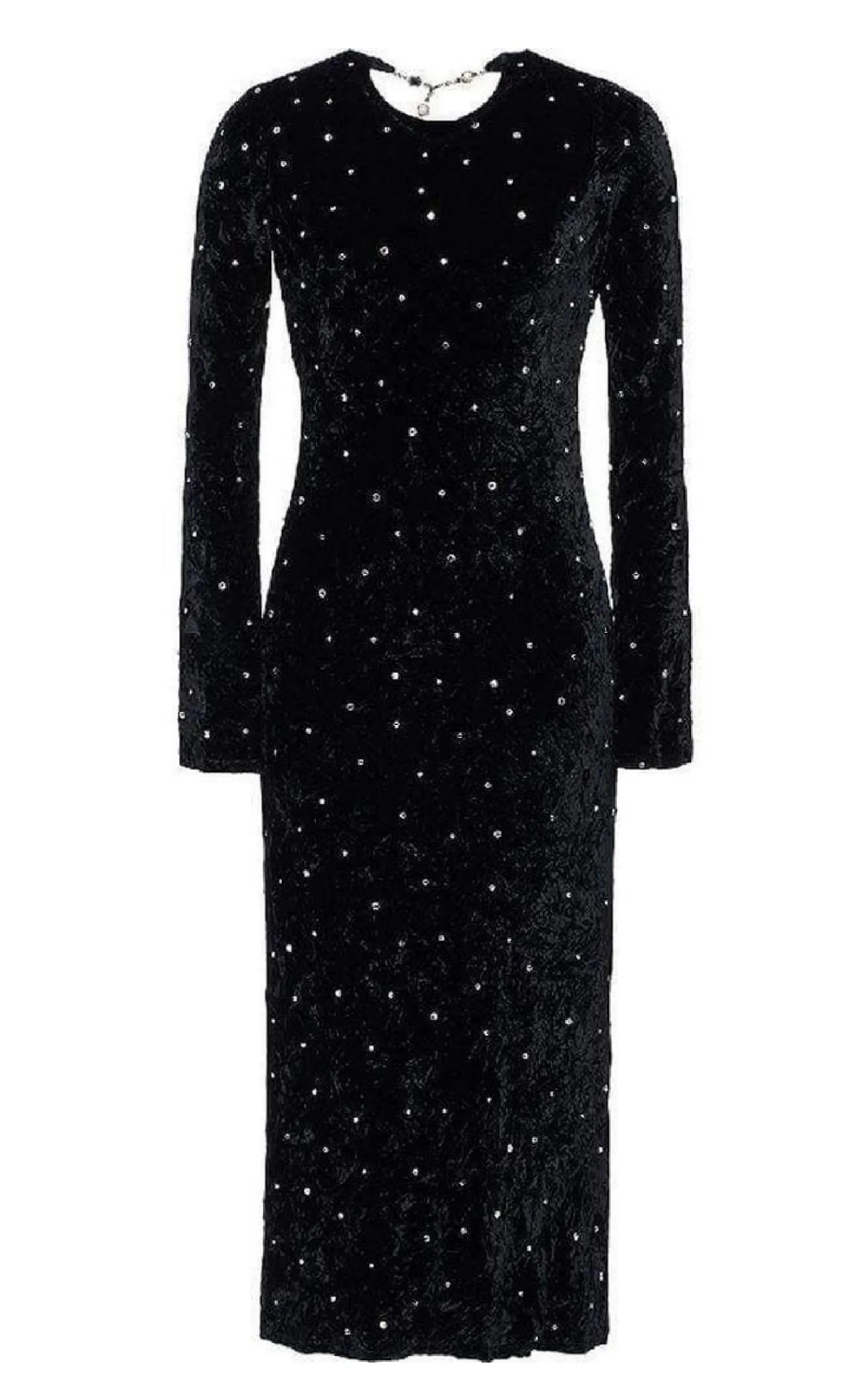 Open-Back Crystal-Embellished Crushed-Velvet Midi Dress sold by Runaway Catalog
