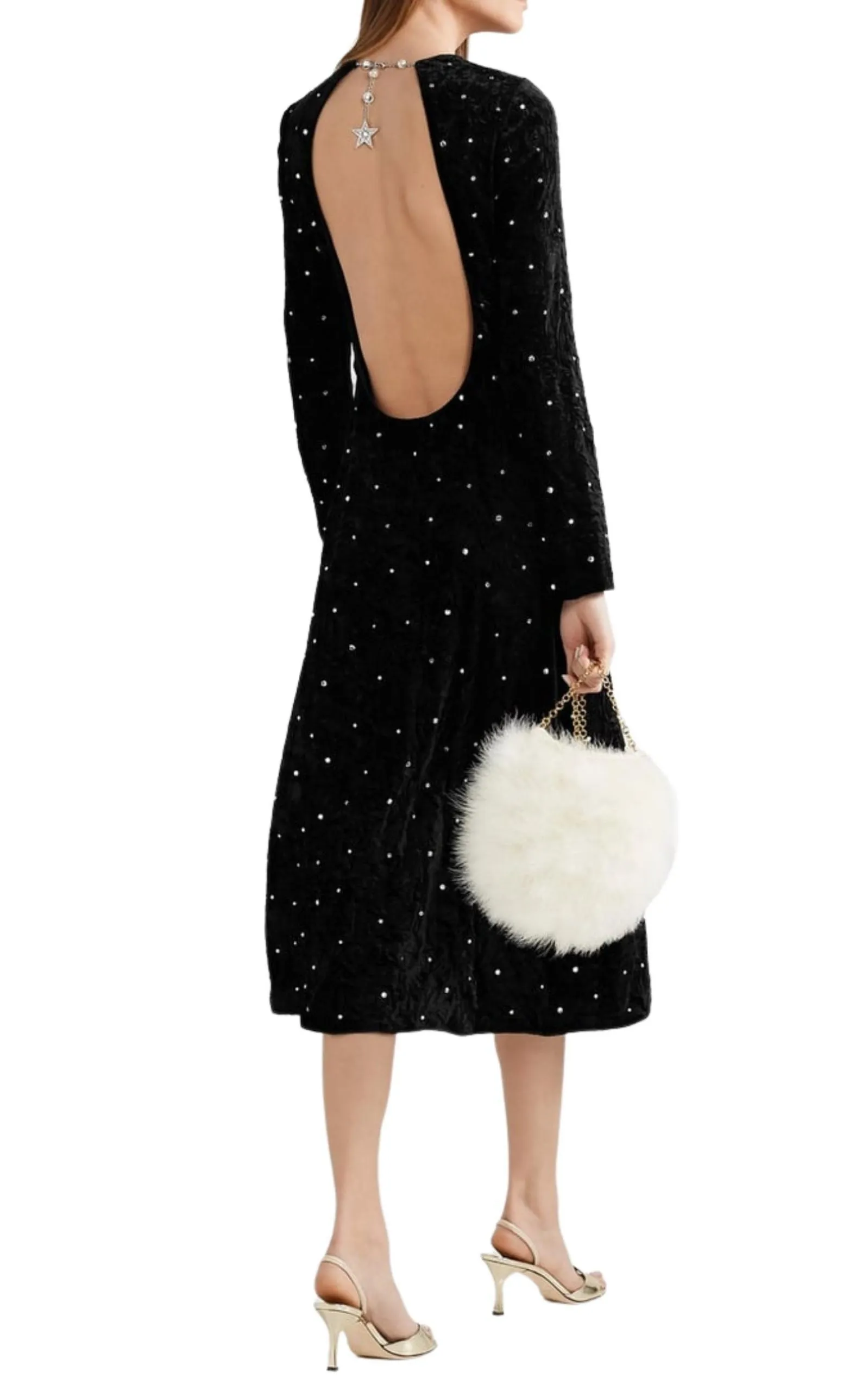Open-Back Crystal-Embellished Crushed-Velvet Midi Dress sold by Runaway Catalog product image thumbnail 2