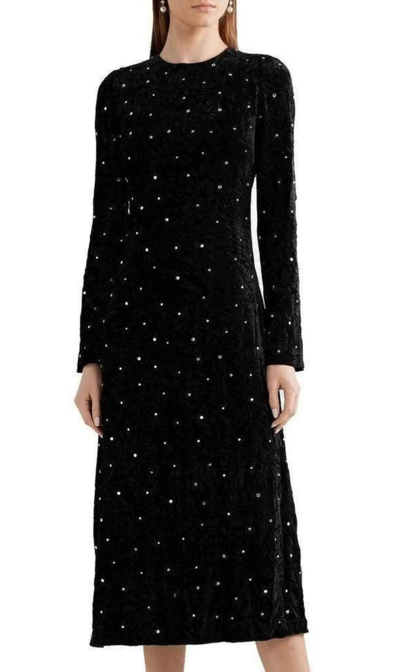 Open-Back Crystal-Embellished Crushed-Velvet Midi Dress sold by Runaway Catalog product image thumbnail 3