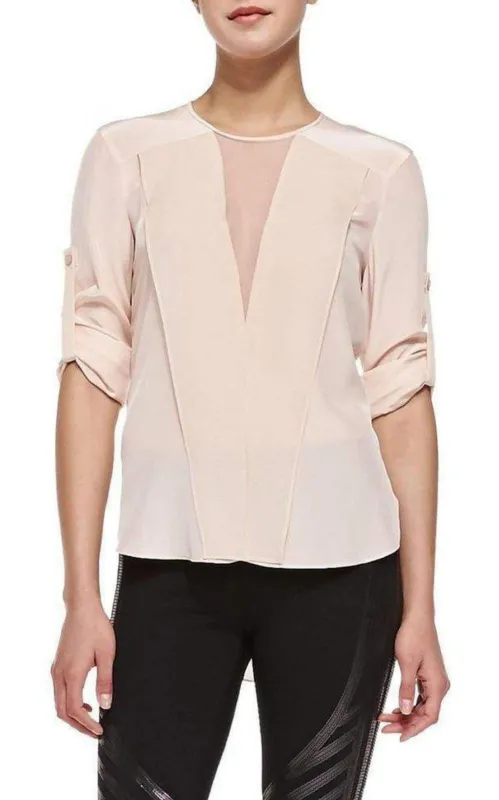 Marrisa Sheer-Inset Silk Blouse sold by Runaway Catalog