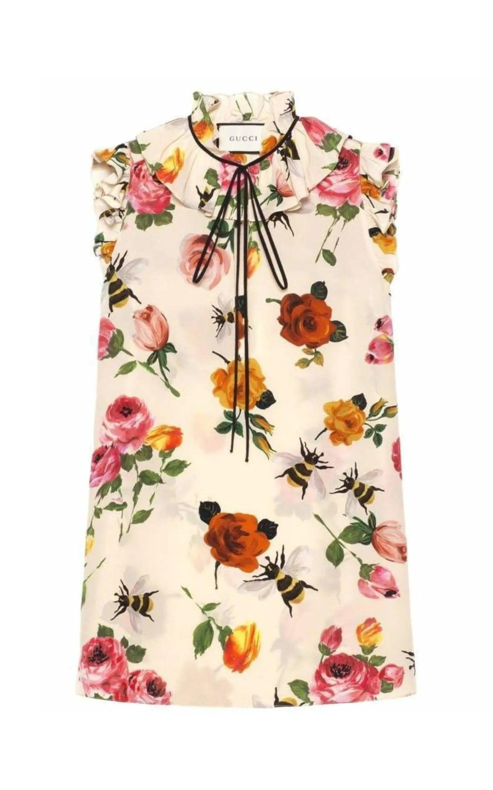 Rose Print Ivory Silk Shirt sold by Runaway Catalog