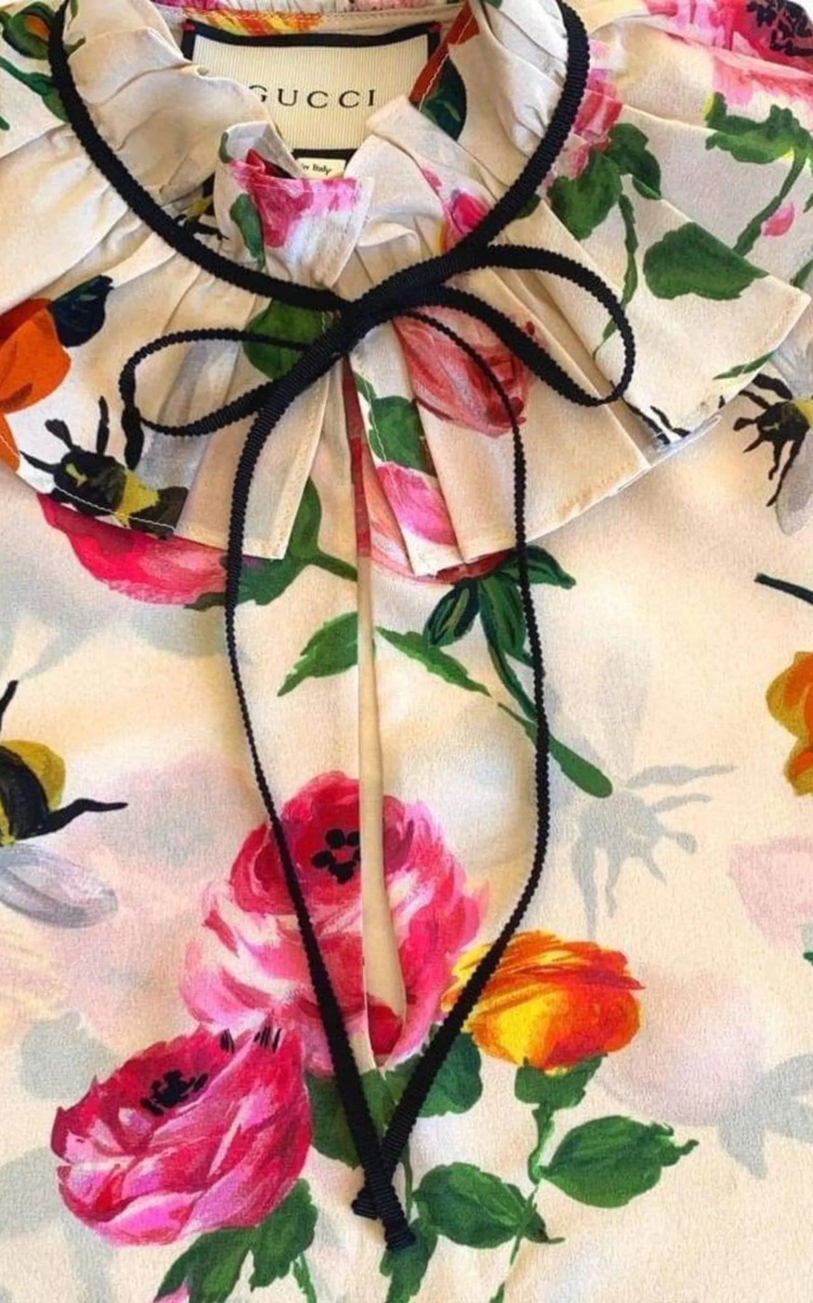 Rose Print Ivory Silk Shirt sold by Runaway Catalog product image thumbnail 5