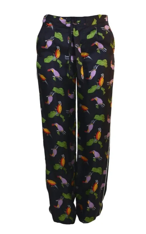 Toucan Print Pyjama Silk Pants sold by Runaway Catalog