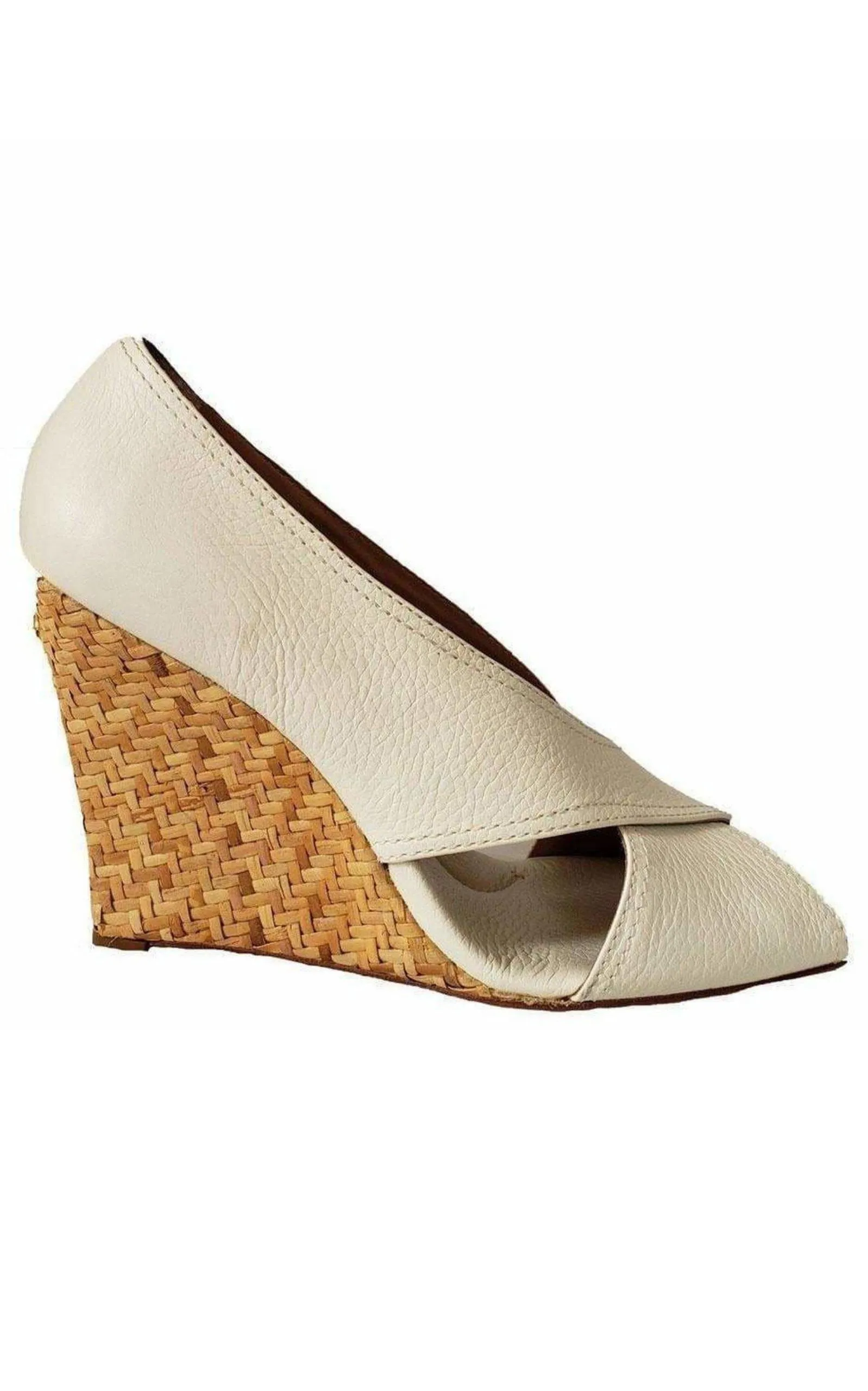 Raisa White Leather Wedge Sandal sold by Runaway Catalog