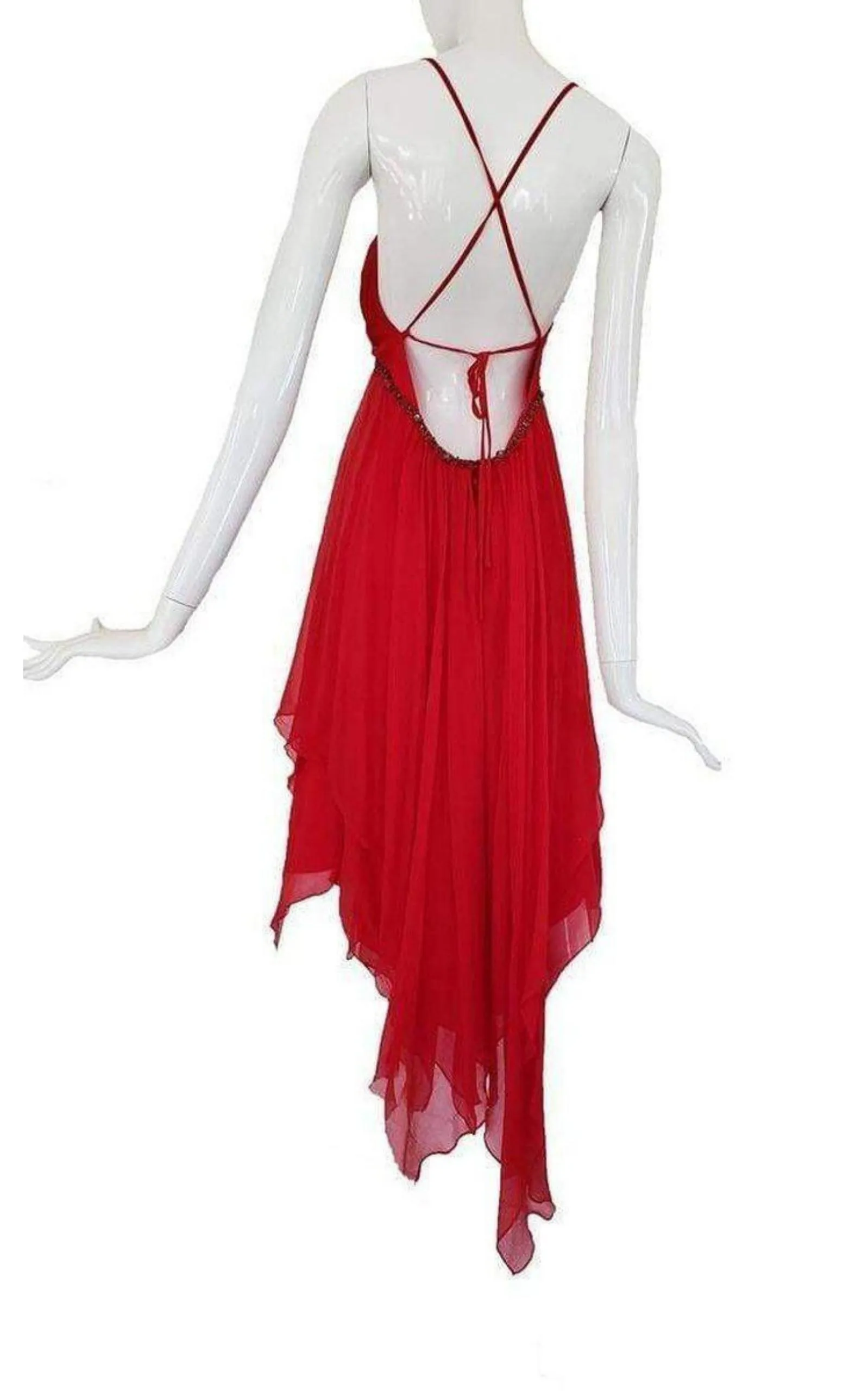New Red Silk Asymmetrical Embellished Dress sold by Runaway Catalog product image thumbnail 2
