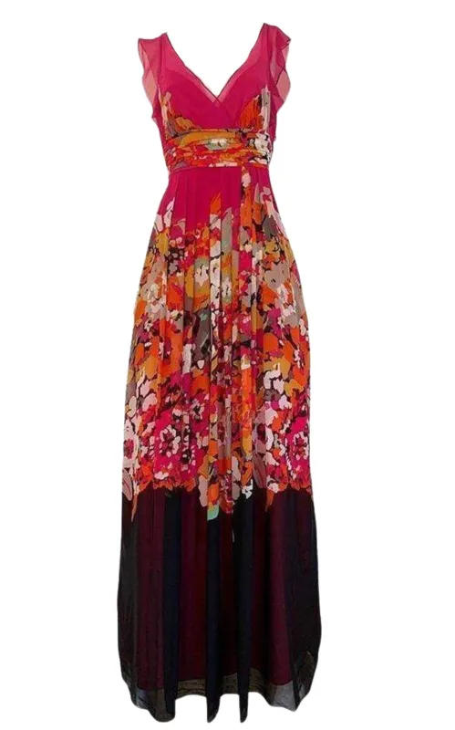 Printed Silk V-Neck Maxi Dress made by BCBGMaxAzria