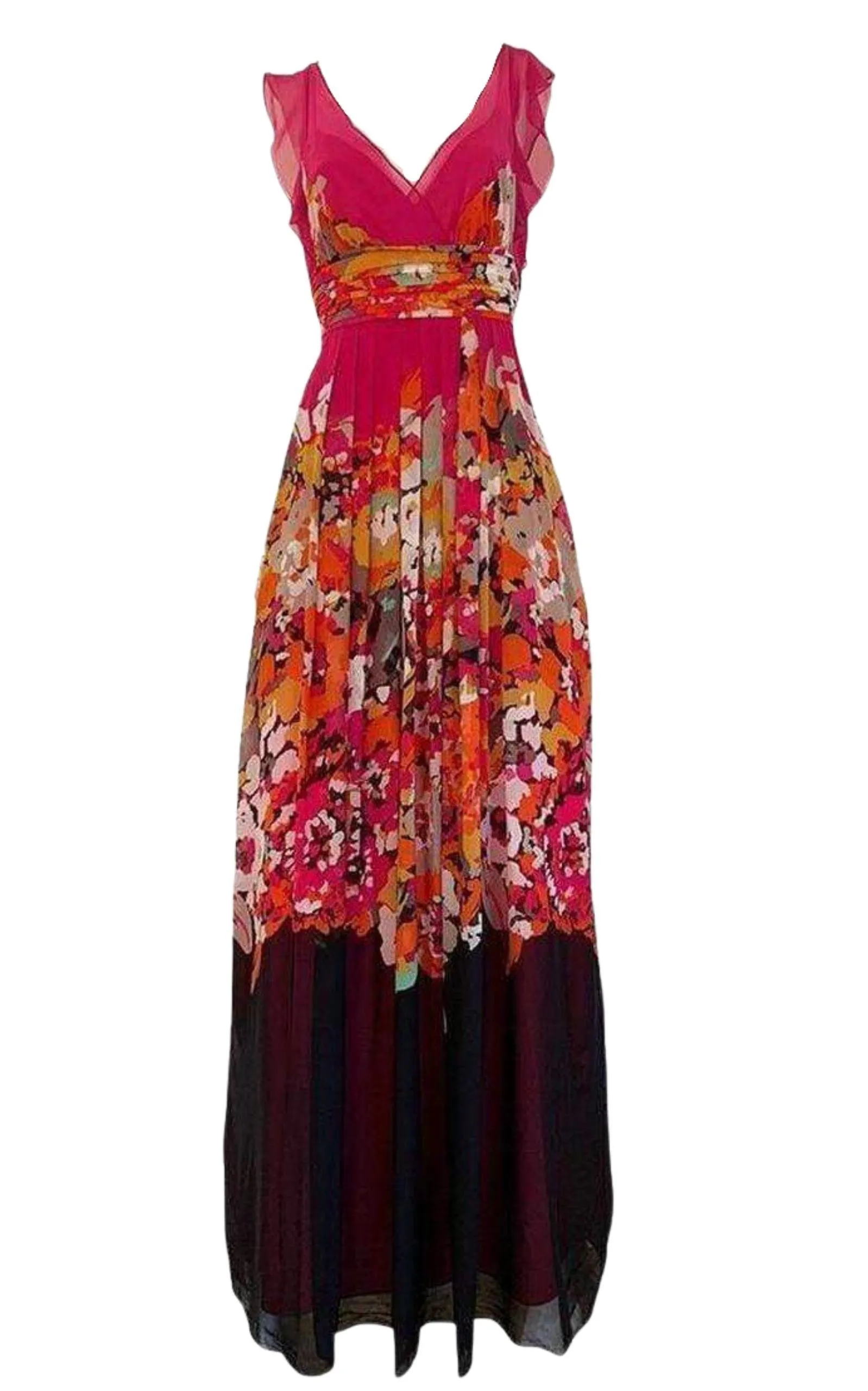 Printed Silk V-Neck Maxi Dress sold by Runaway Catalog
