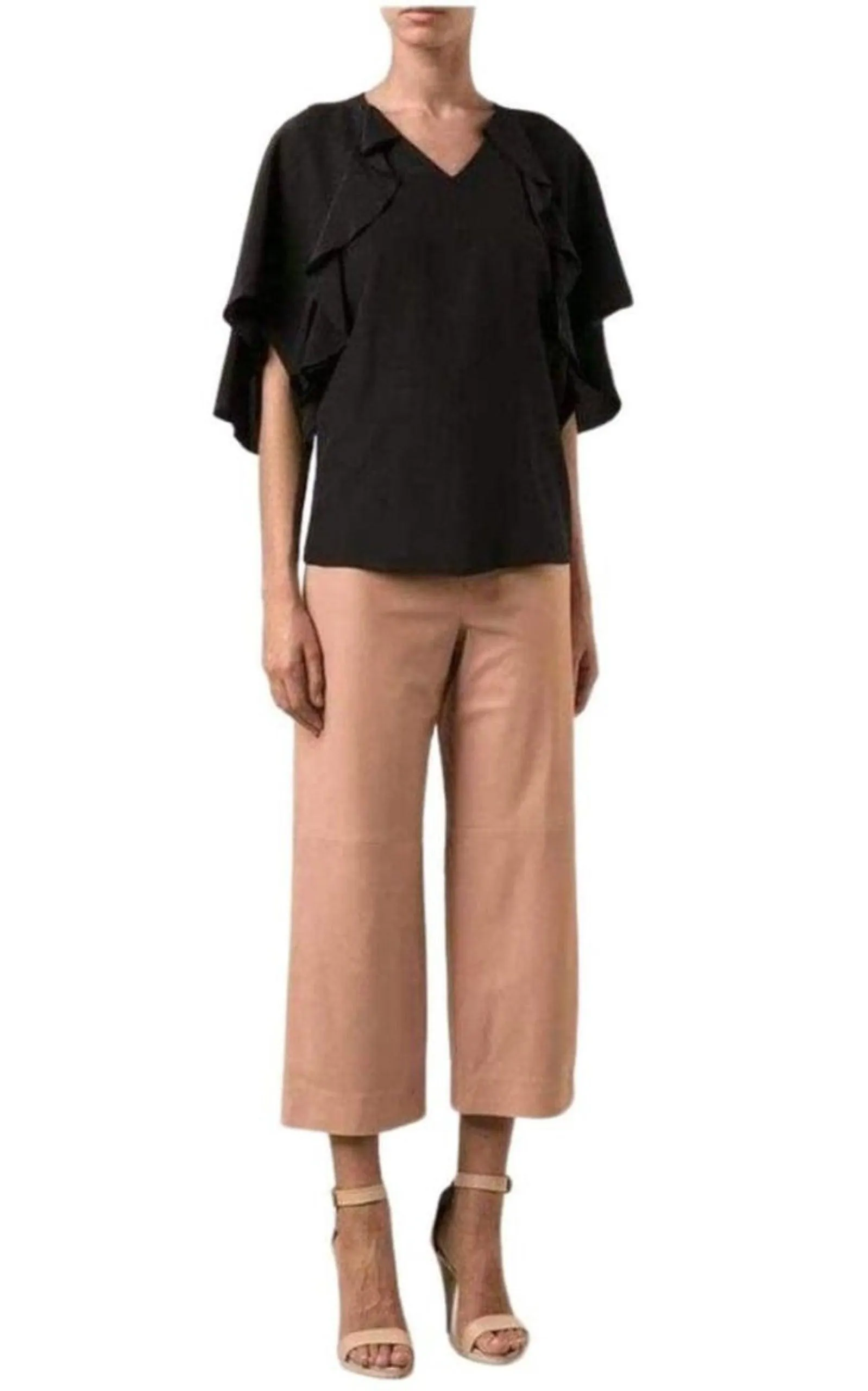 Beige Leather Cropped Pants sold by Runaway Catalog product image thumbnail 2
