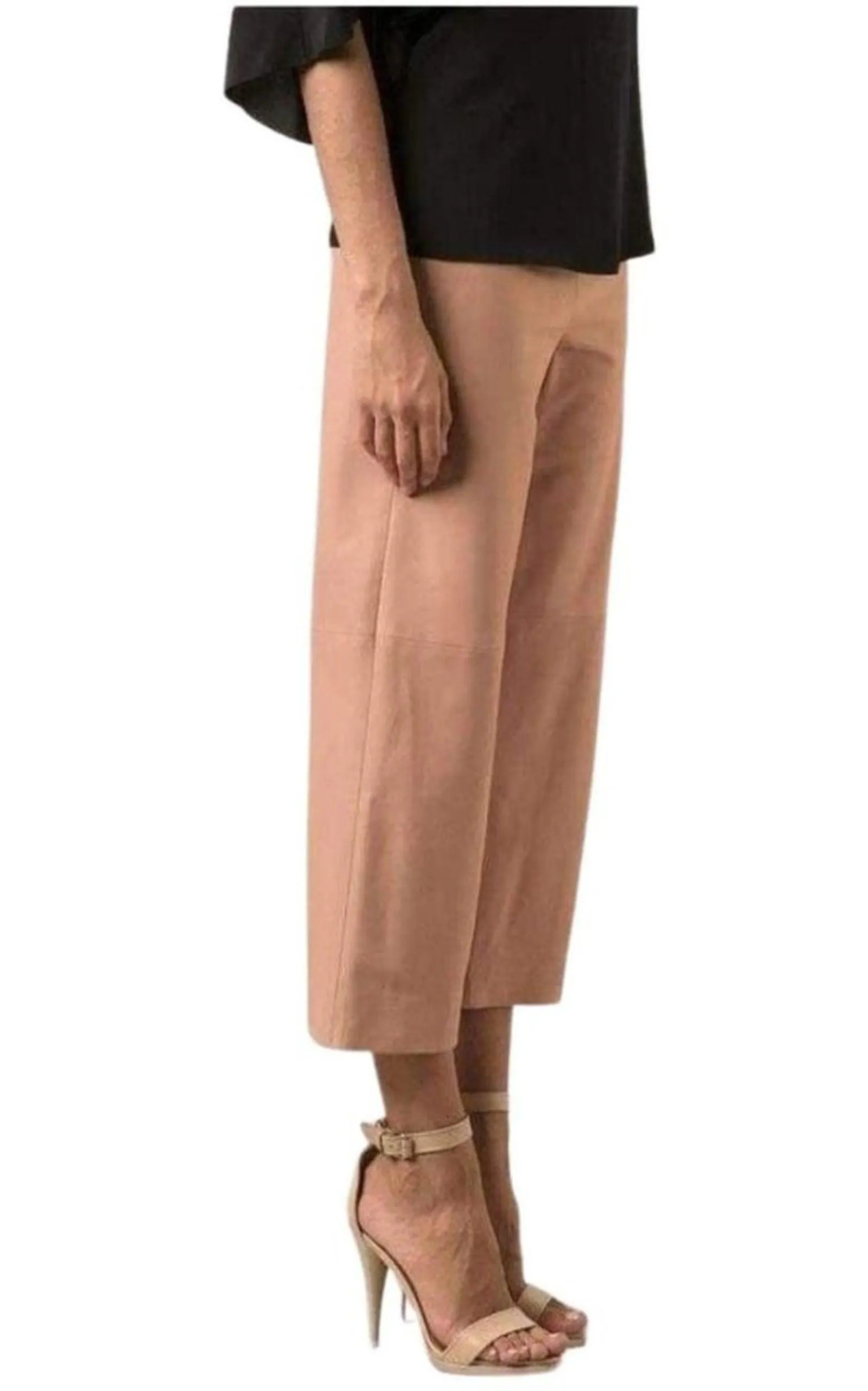 Beige Leather Cropped Pants sold by Runaway Catalog product image thumbnail 3