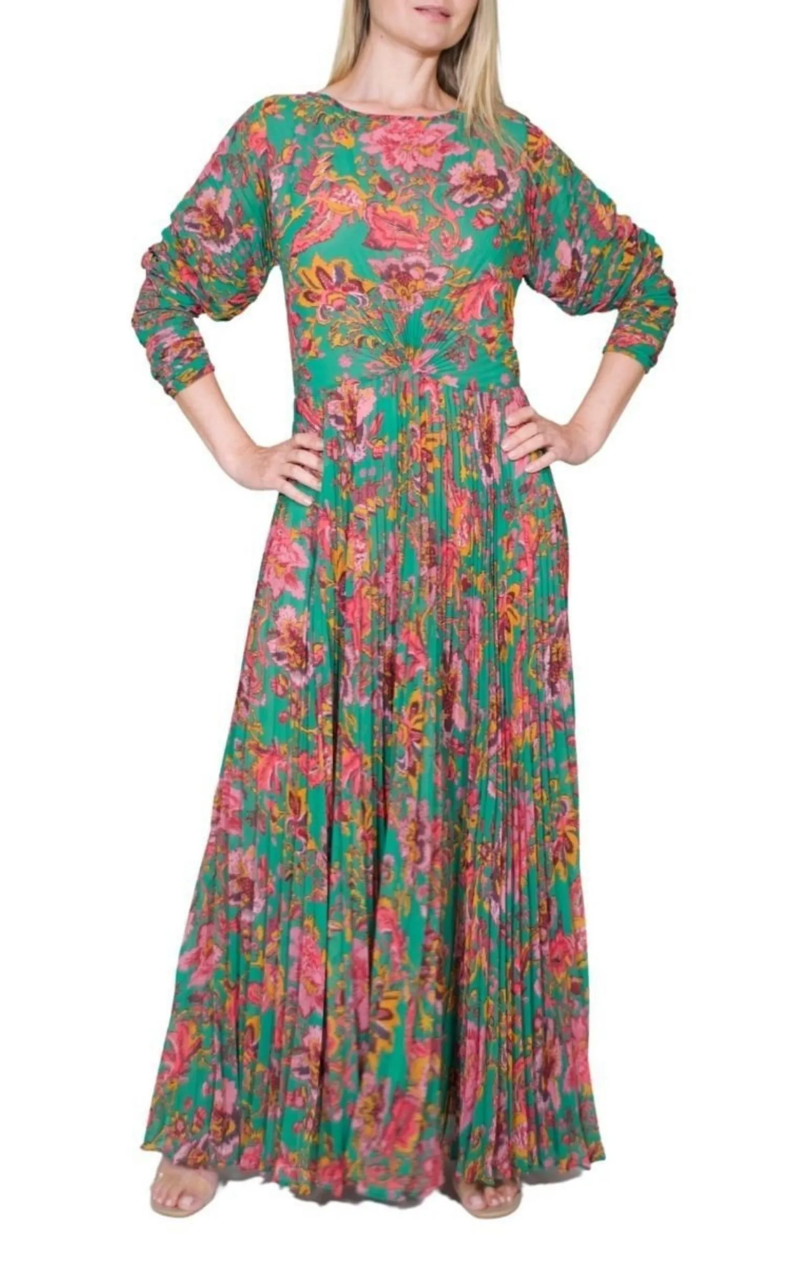 Ying Yang Micro-Print Pleated Chiffon Gown sold by Runaway Catalog product image thumbnail 4